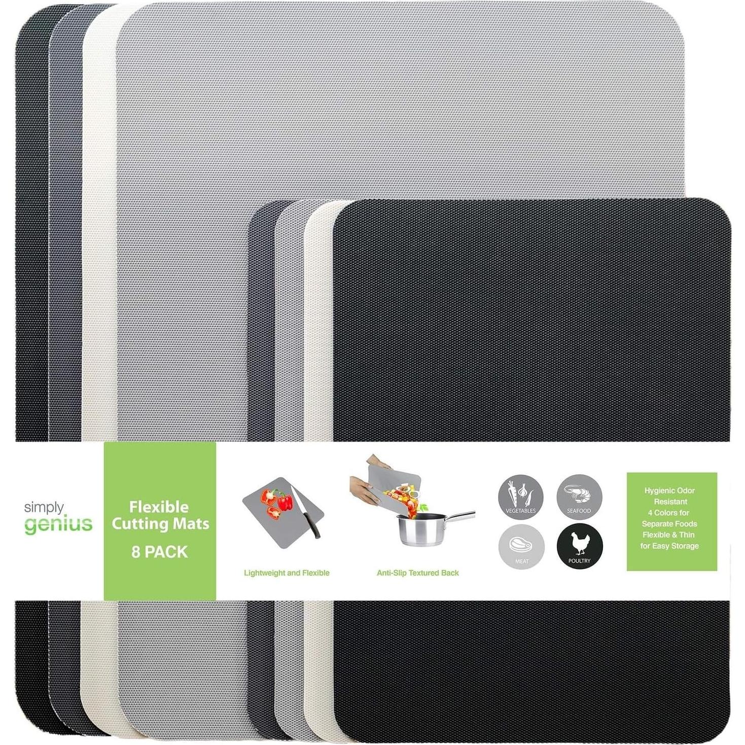 Juego de Tablas de Cortar Simply Genius - 8 Piezas Gris Flexible