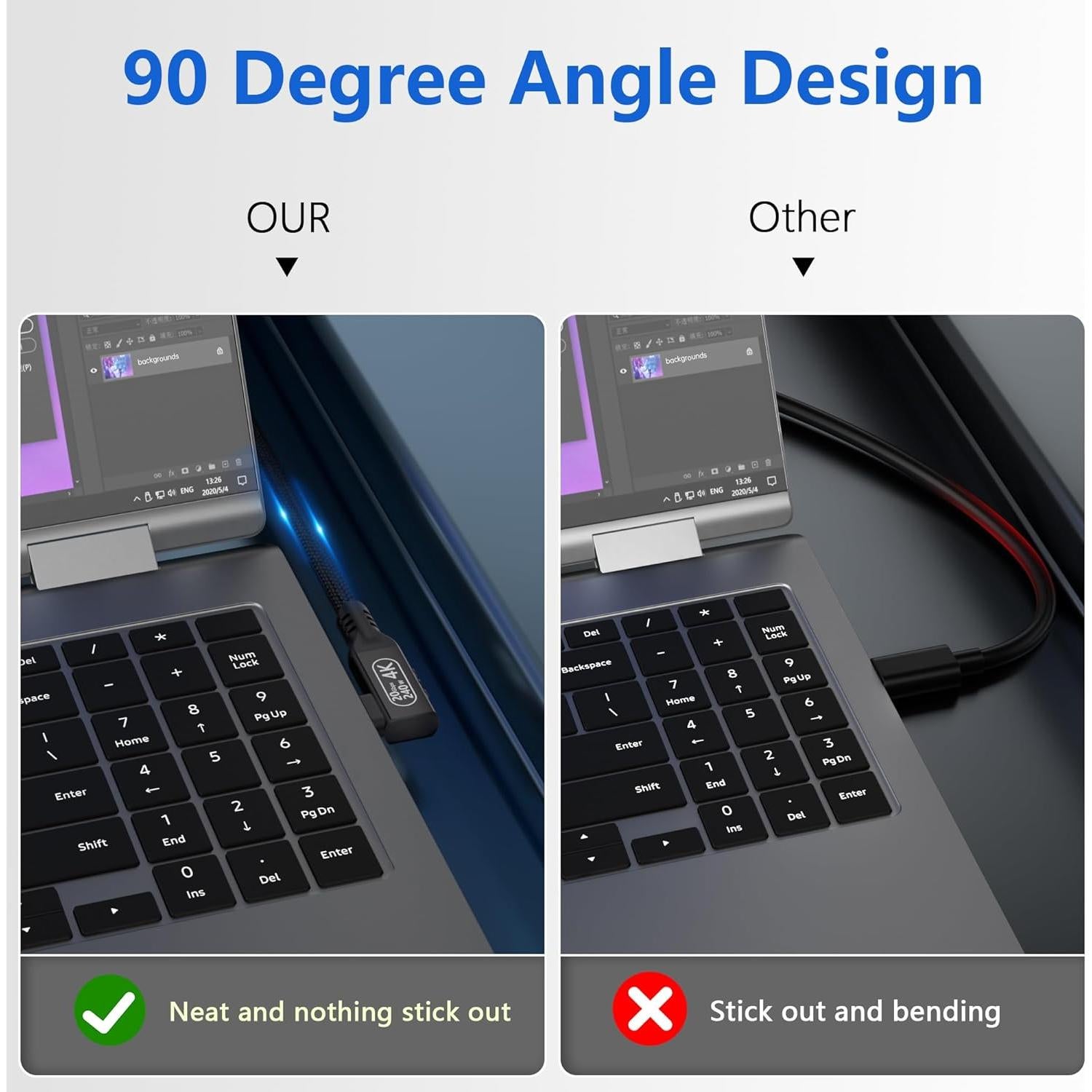 Cable USB-C a USB-C 0.5m BAWIOFIAU 20Gbps 240W 4K