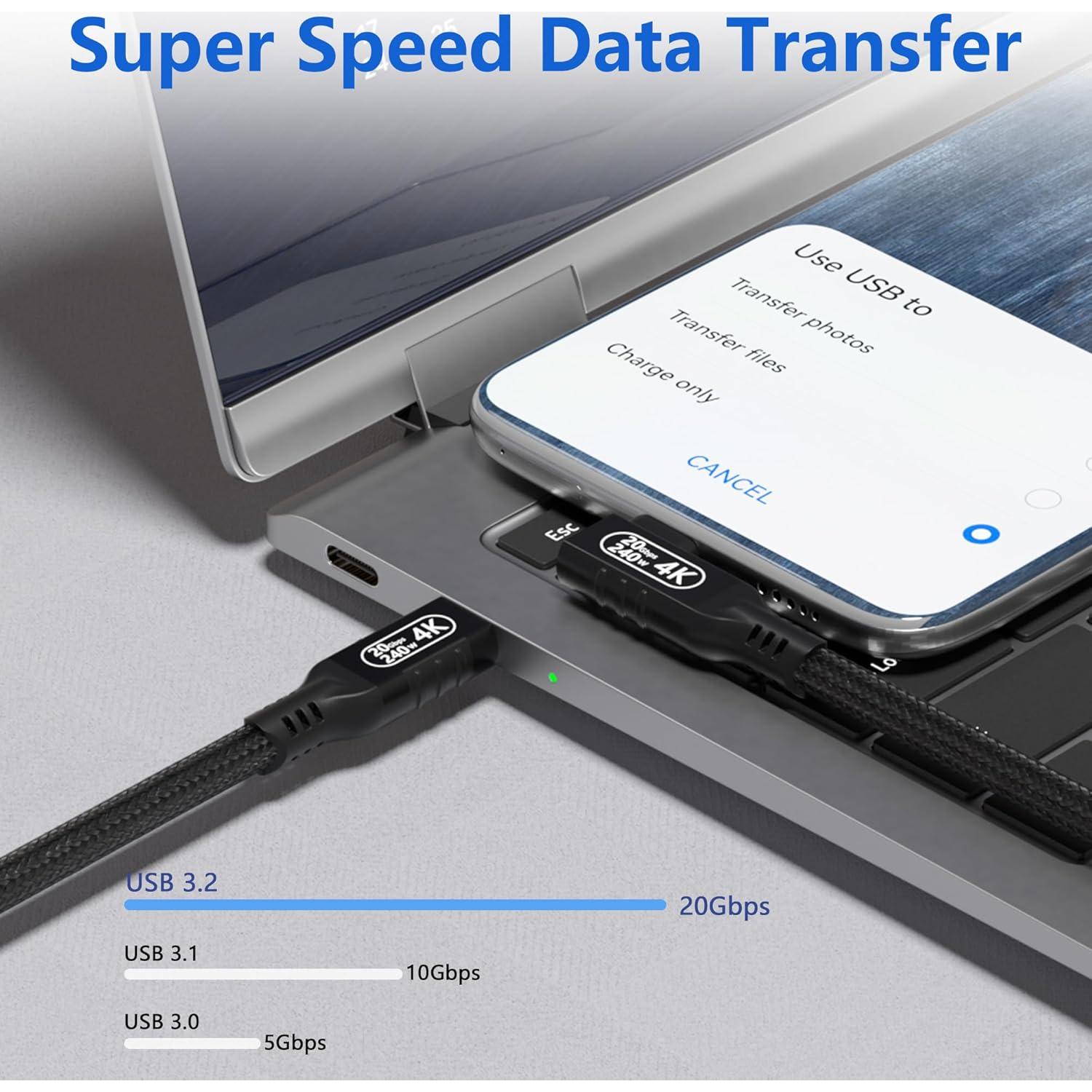 Cable USB-C a USB-C 0.5m BAWIOFIAU 20Gbps 240W 4K