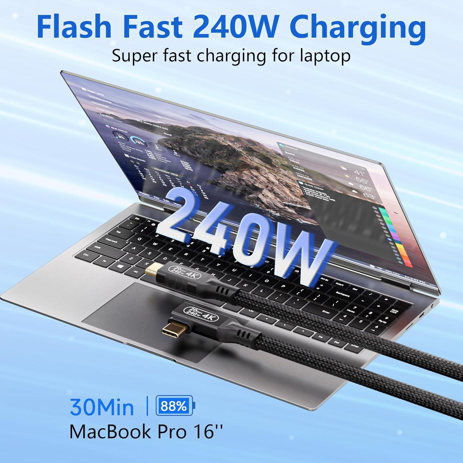 Cable USB-C a USB-C 0.5m BAWIOFIAU 20Gbps 240W 4K