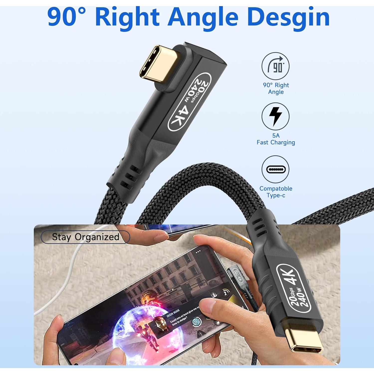 Cable USB-C a USB-C 0.5m BAWIOFIAU 20Gbps 240W 4K