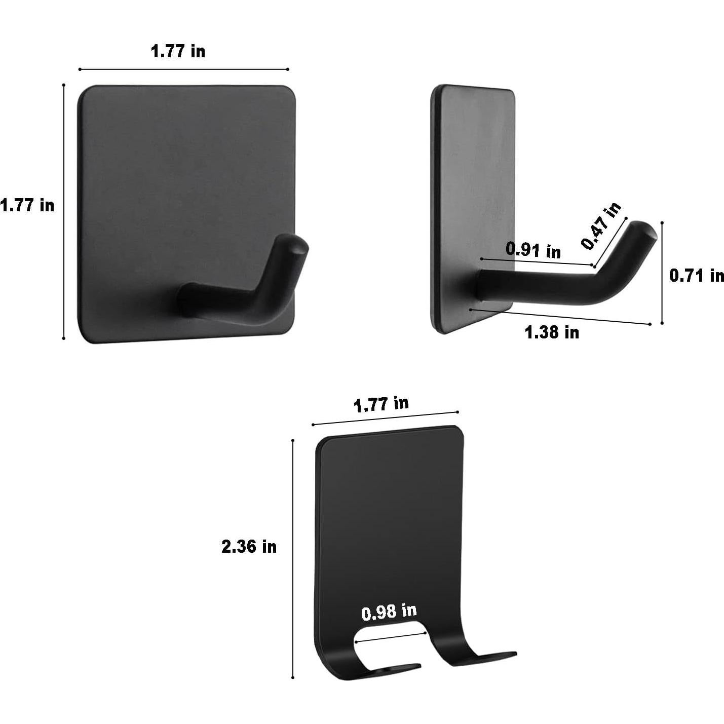 Paquete de 8 Ganchos Adhesivos Aobvrey para Ducha - Negro