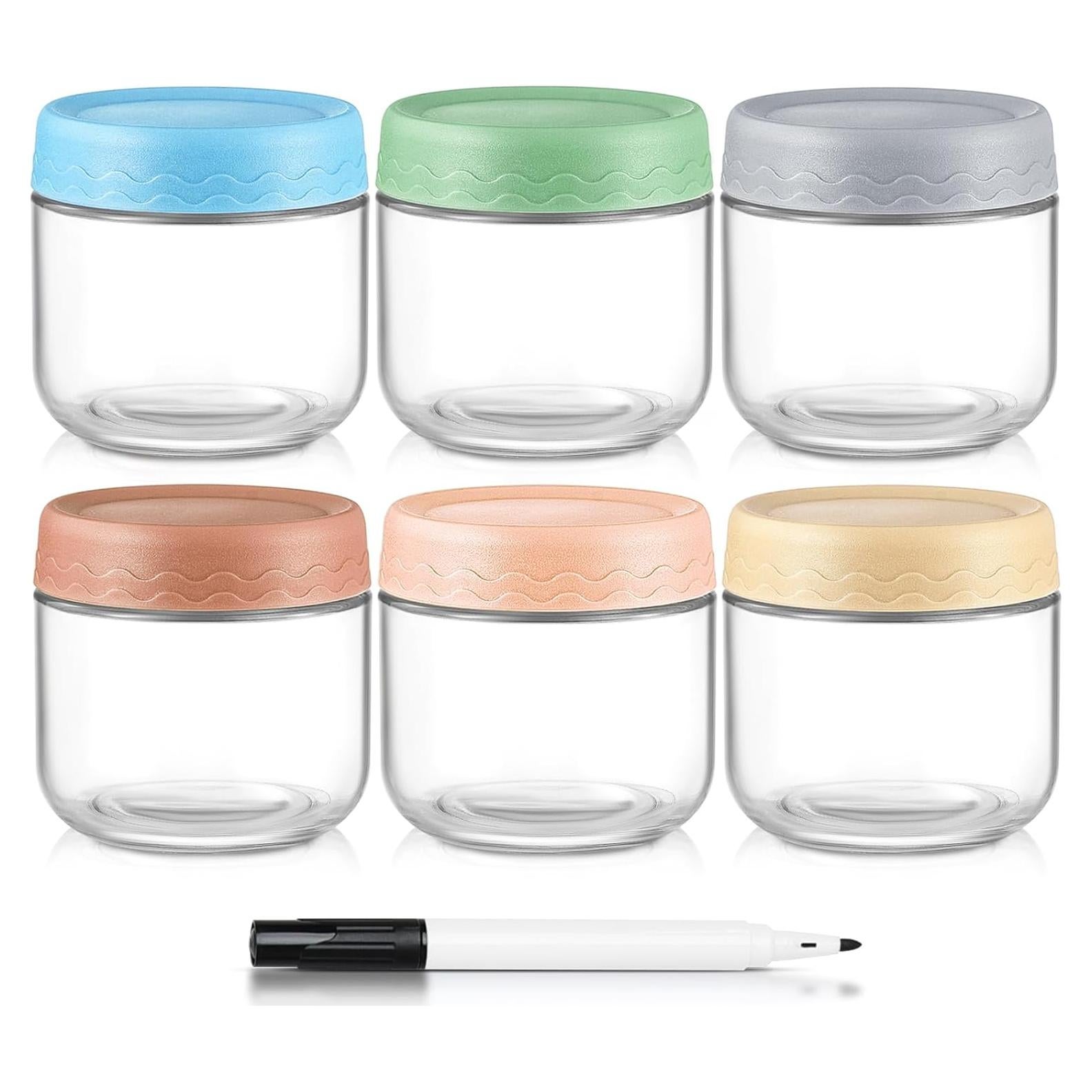 Tarros de Vidrio DRKIO 10 Oz - 6 Pack con Tapas Herméticas