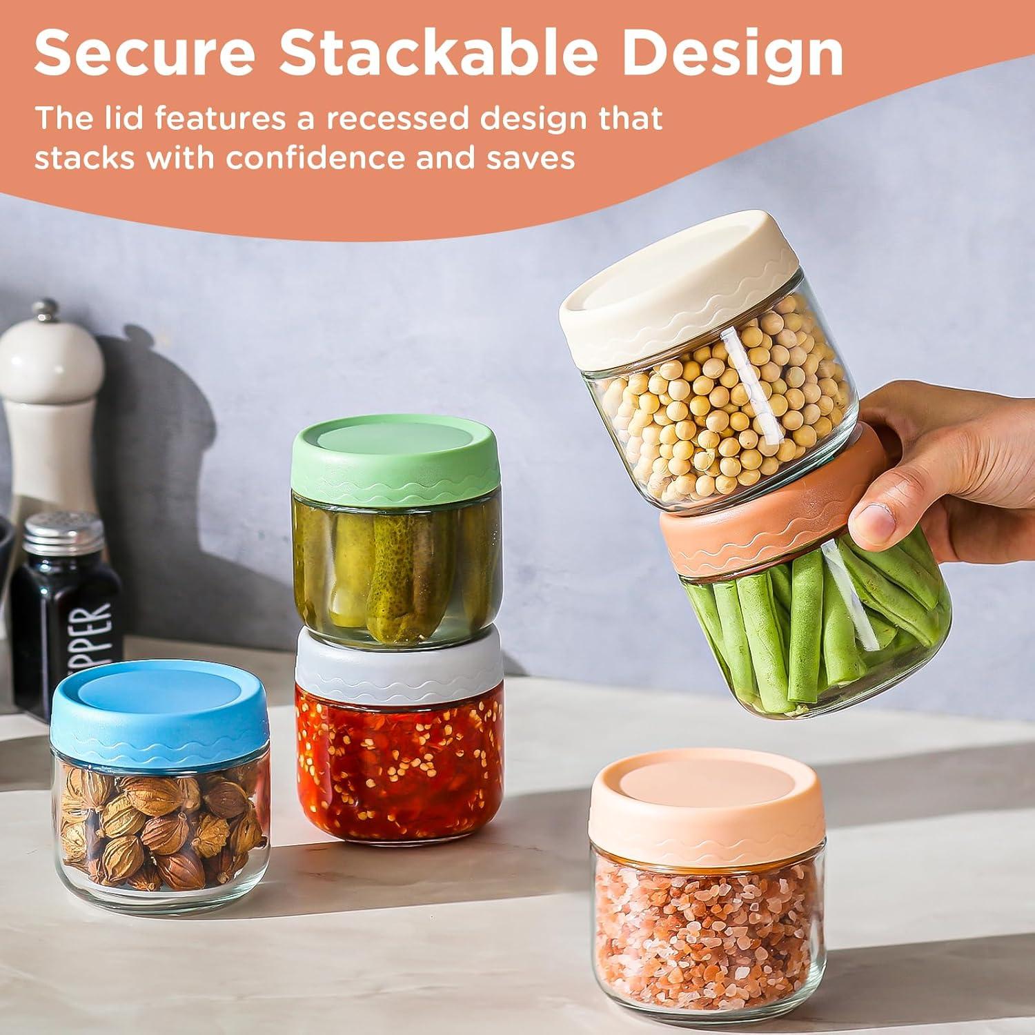 Tarros de Vidrio DRKIO 10 Oz - 6 Pack con Tapas Herméticas