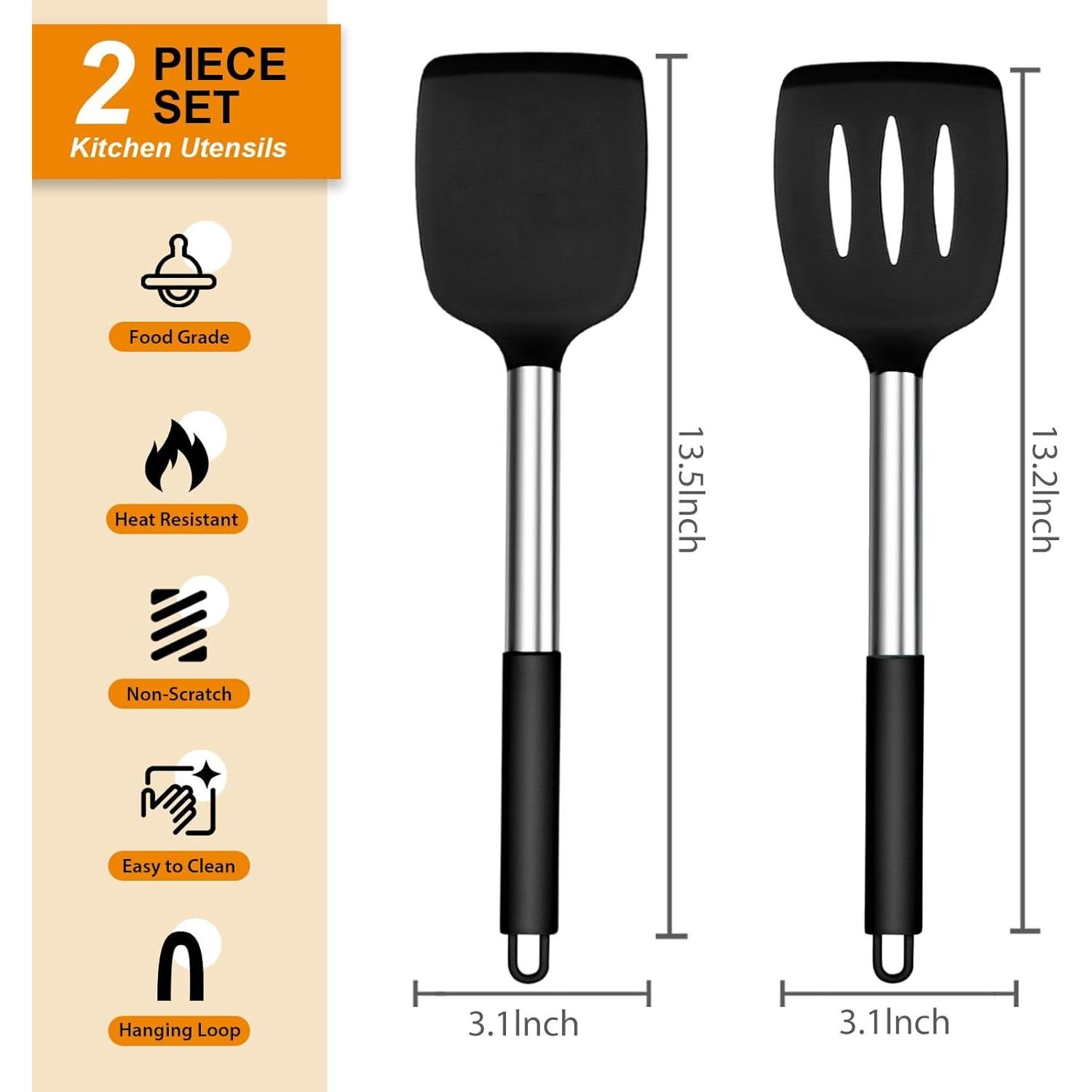 Juego de Espátulas de Silicona E-far 2 Piezas Antiadherentes