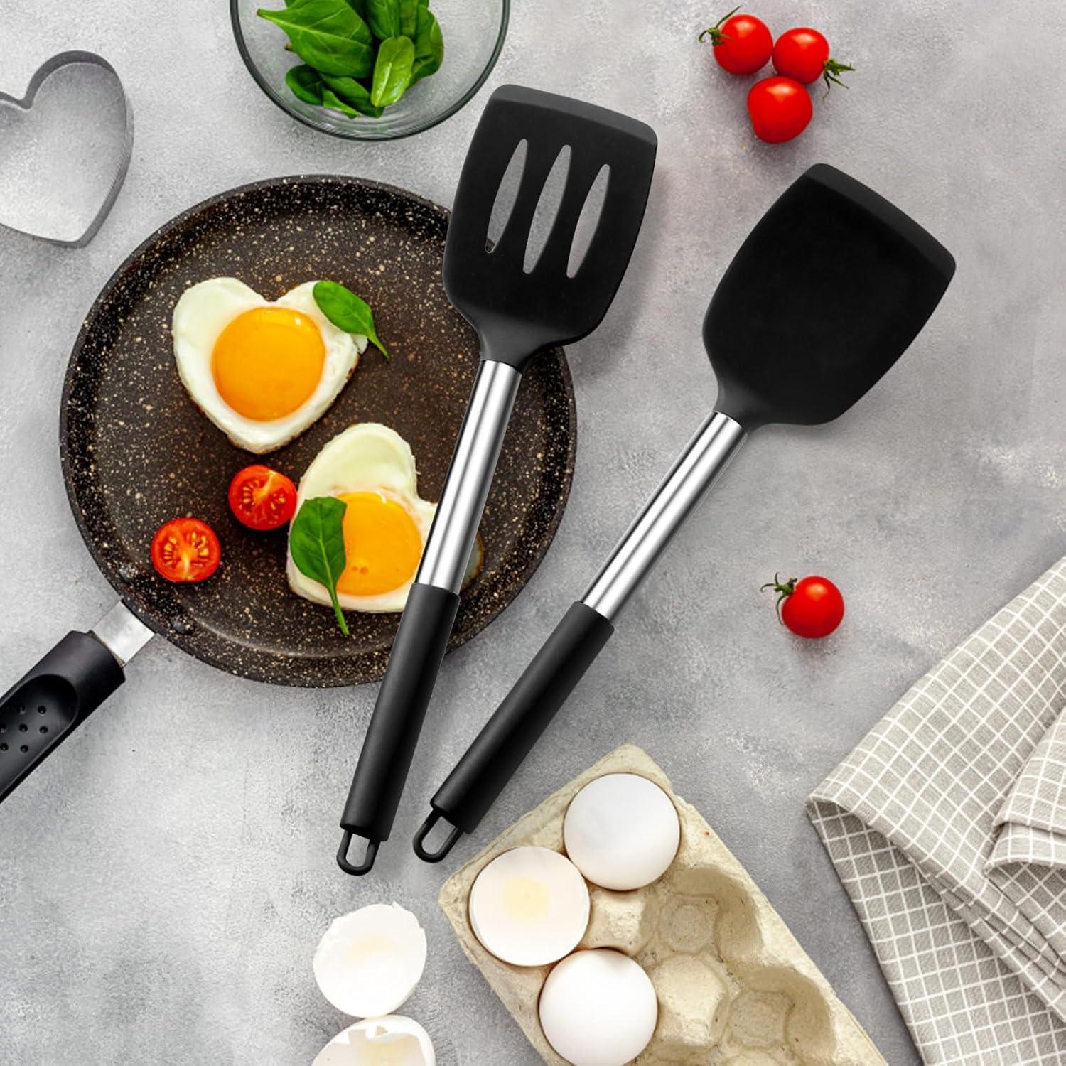 Juego de Espátulas de Silicona E-far 2 Piezas Antiadherentes