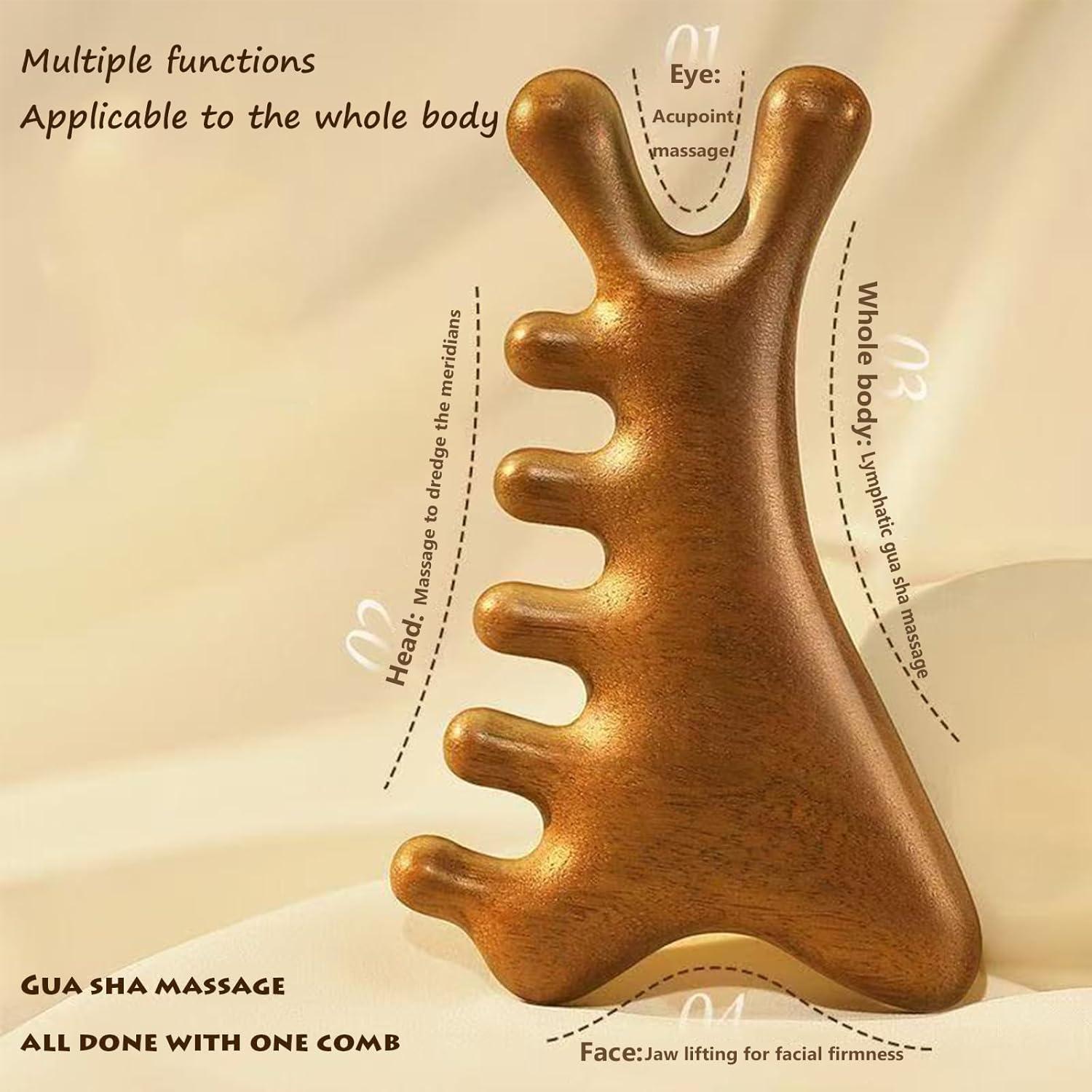 Herramienta de Masaje Gua Sha Sernia 4-en-1 de Sándalo Natural