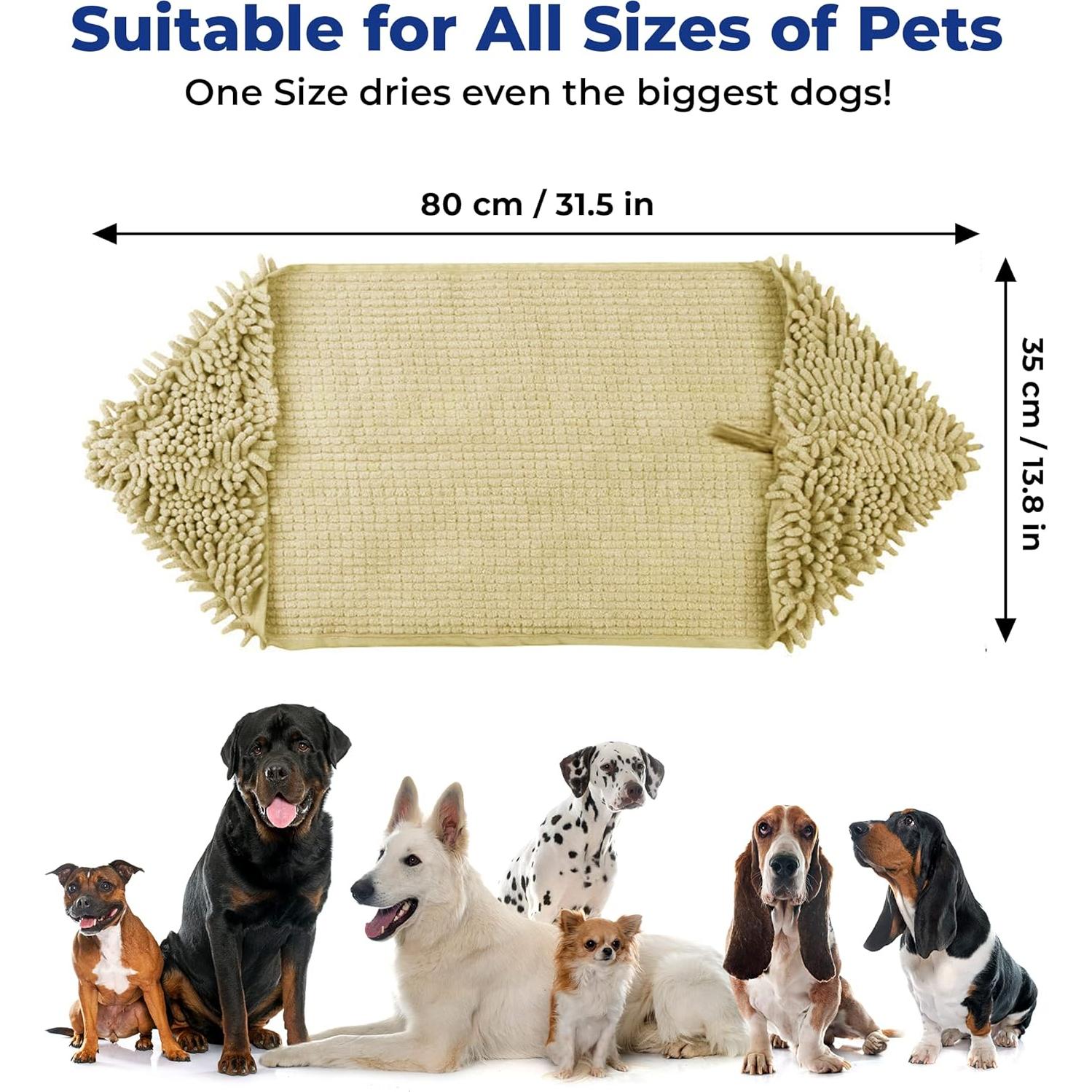 Toalla Secadora de Perros Muddy Mat Microfibra Beige 33x79cm