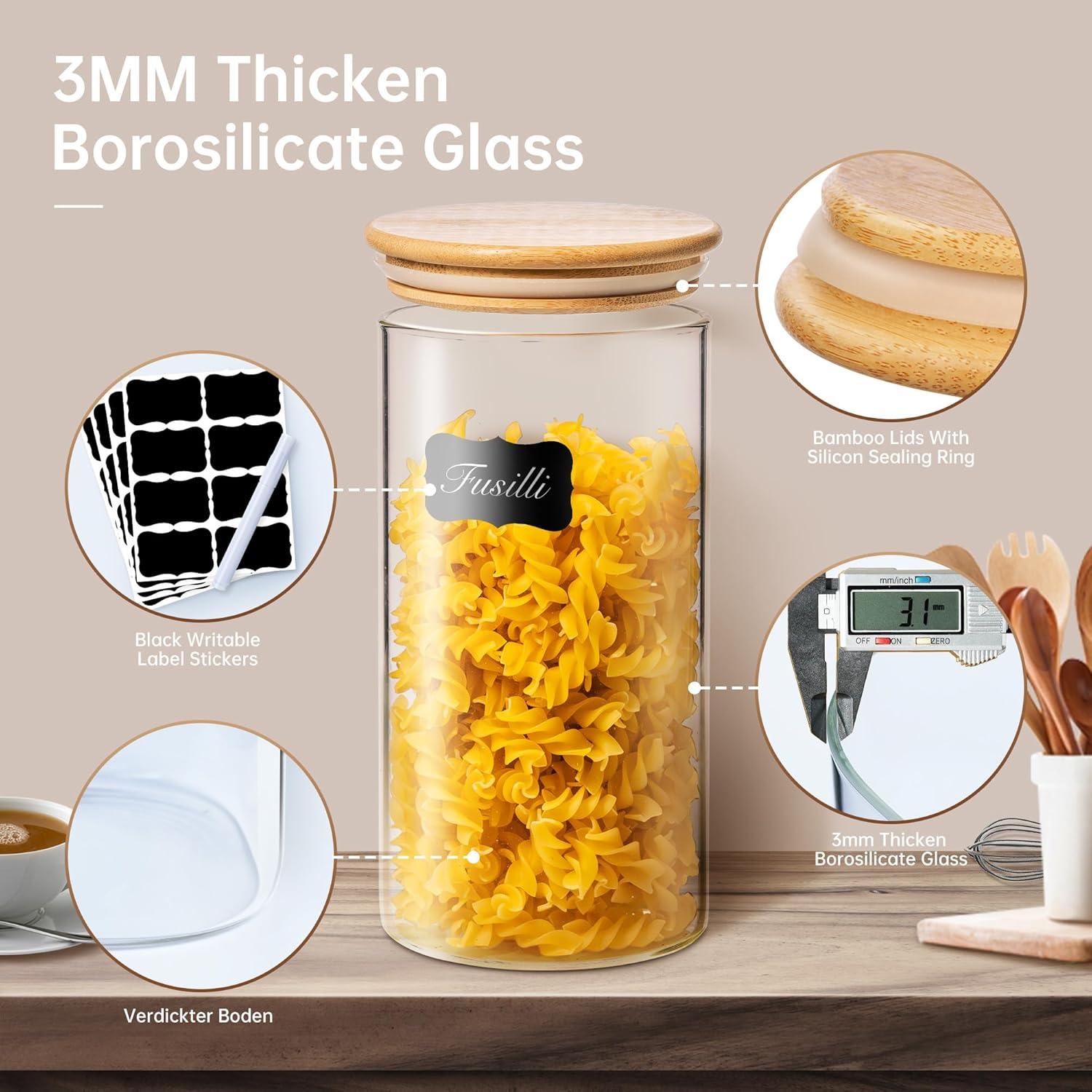 Tarros de Vidrio Herméticos HomArtist 105oz y 48oz - Juego de 2