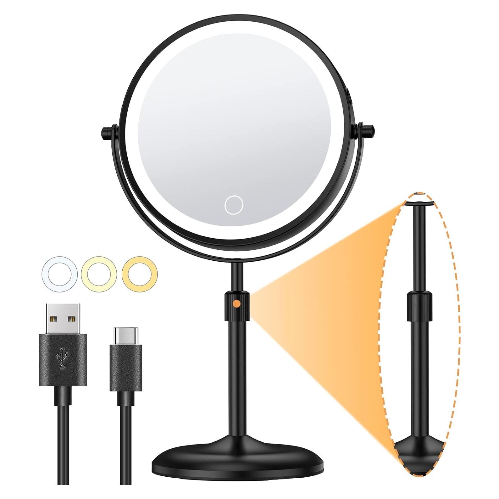 Espejo de Maquillaje Iluminado Gospire 20 cm 10X/1X Ajustable