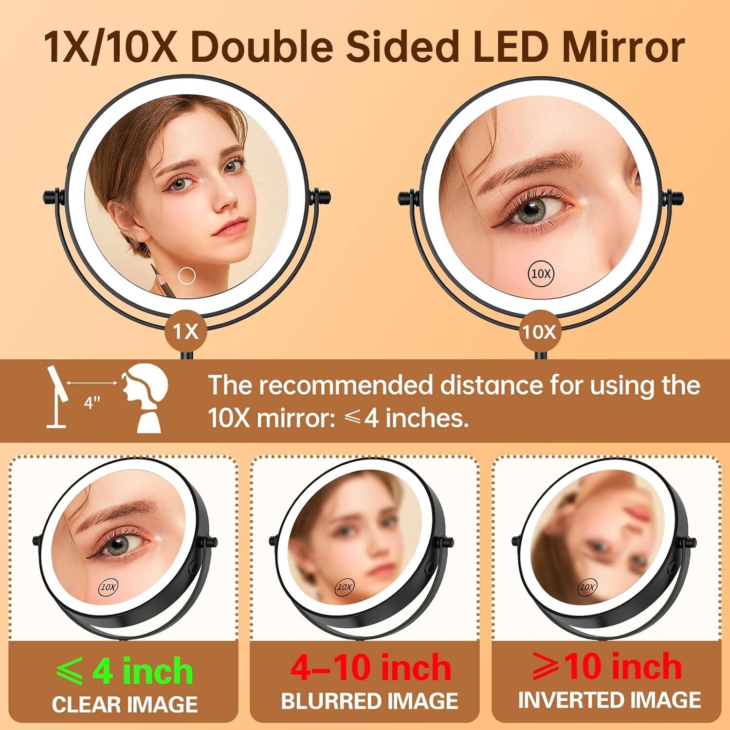 Espejo de Maquillaje Iluminado Gospire 20 cm 10X/1X Ajustable