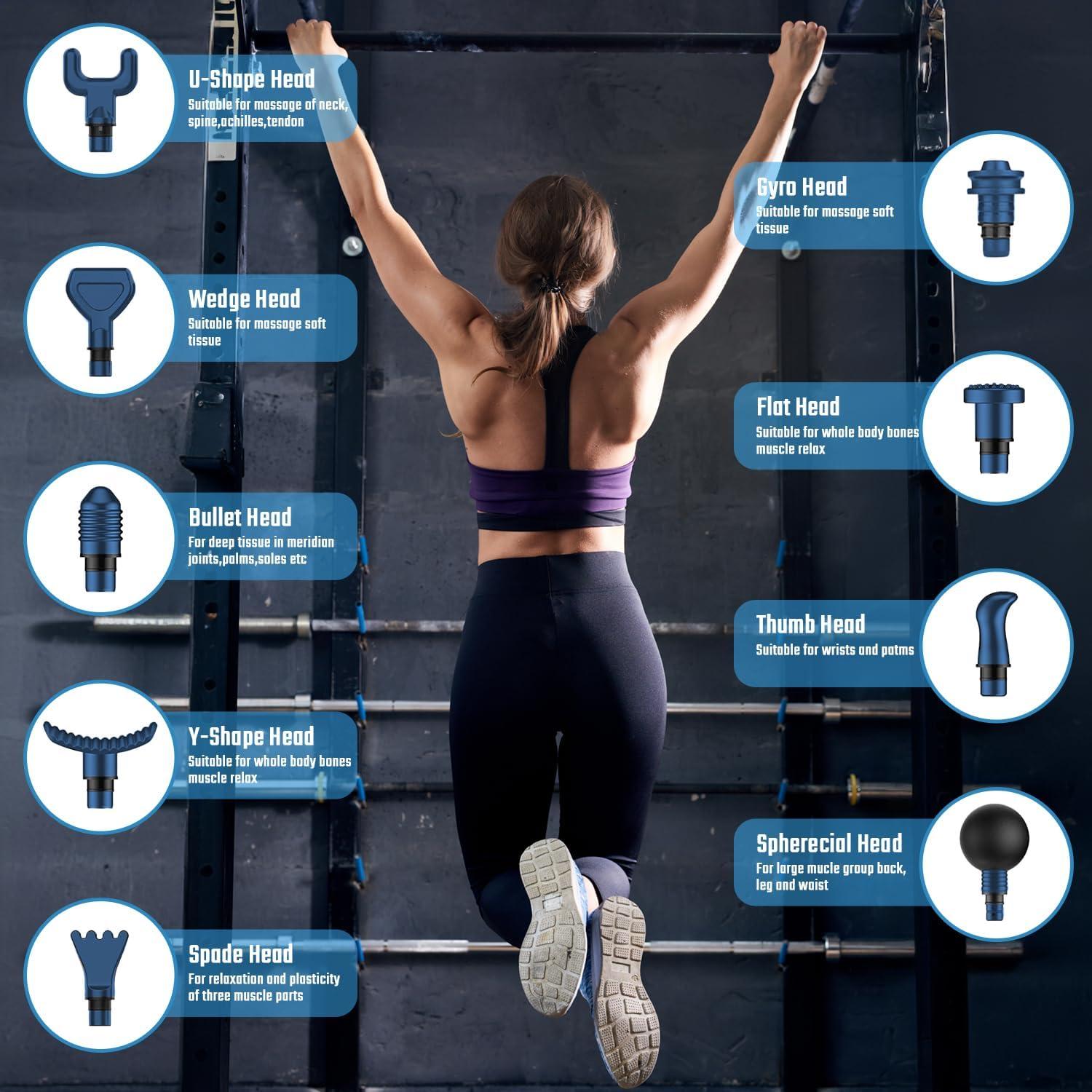 Pistola de Masaje Cotsoco M784, 20 Velocidades, 9 Cabezas