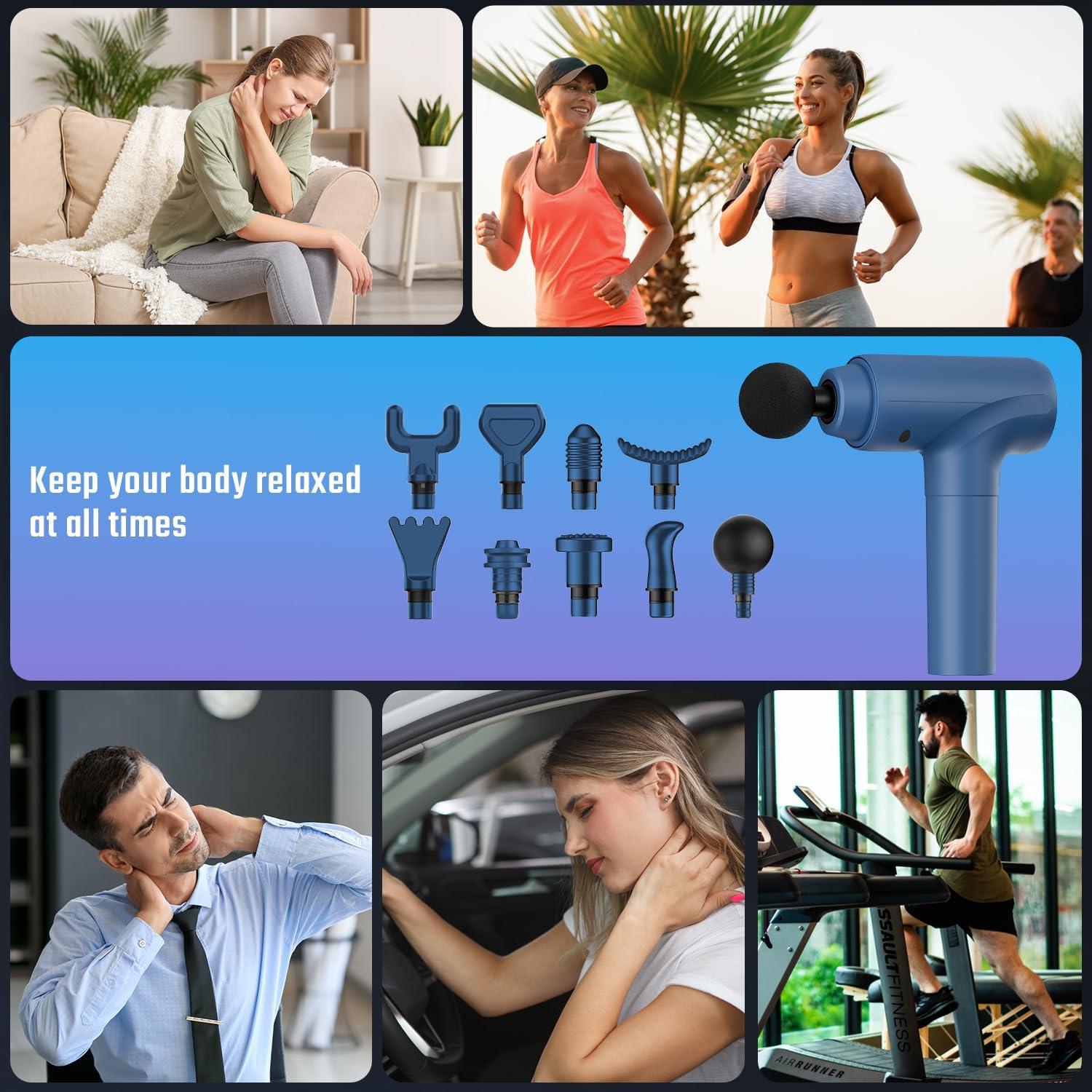 Pistola de Masaje Cotsoco M784, 20 Velocidades, 9 Cabezas