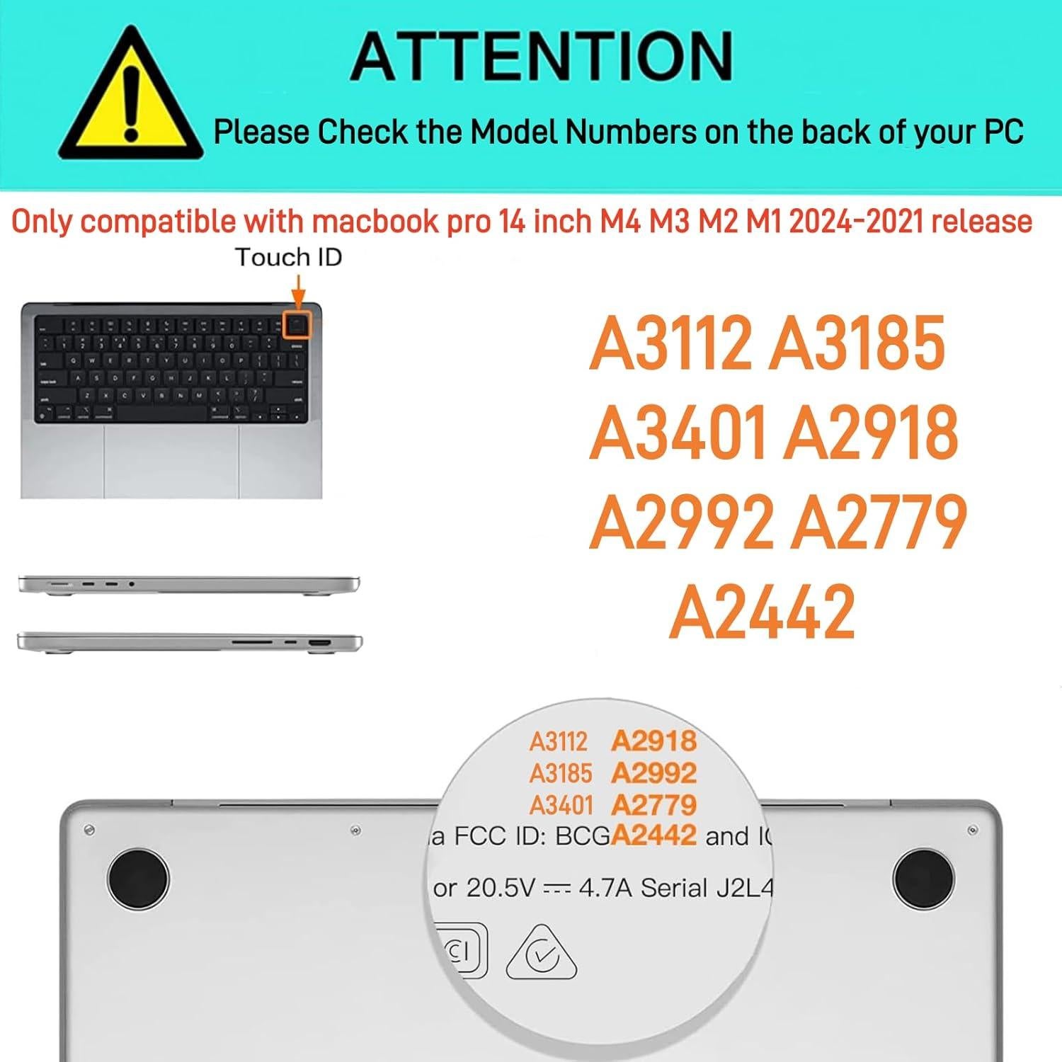 Funda Dura BYCeKe para MacBook Pro 14" 2021-2024 Beige