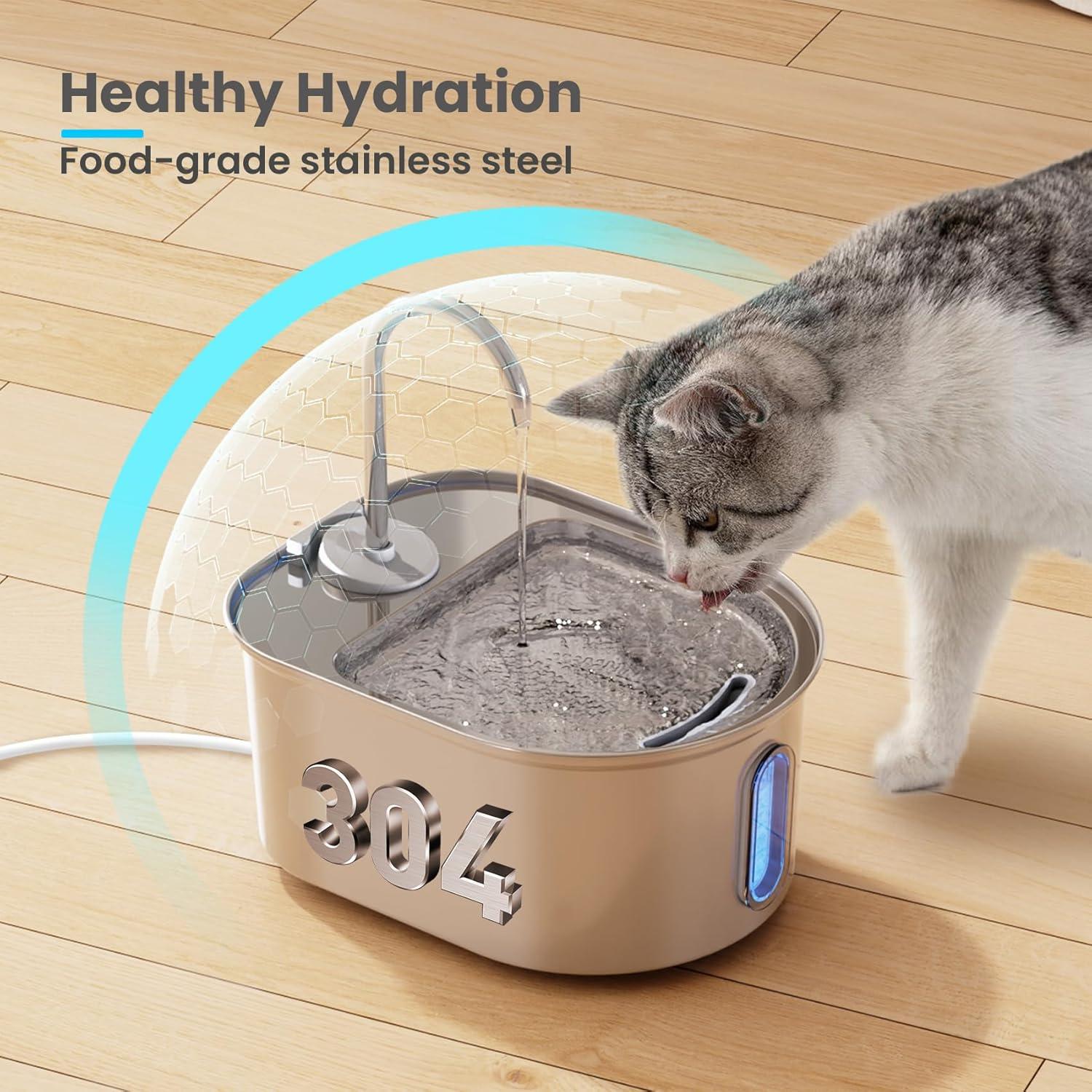 Fuente de Agua para Gatos Petinstinct 3.2L Acero Inoxidable