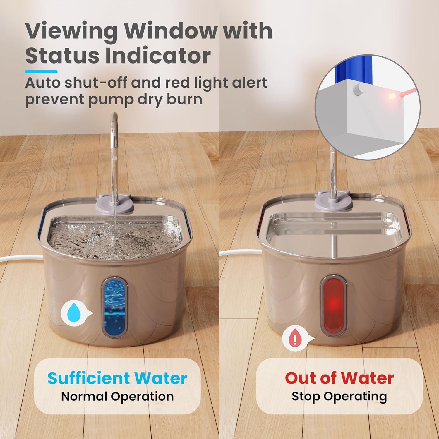 Fuente de Agua para Gatos Petinstinct 3.2L Acero Inoxidable