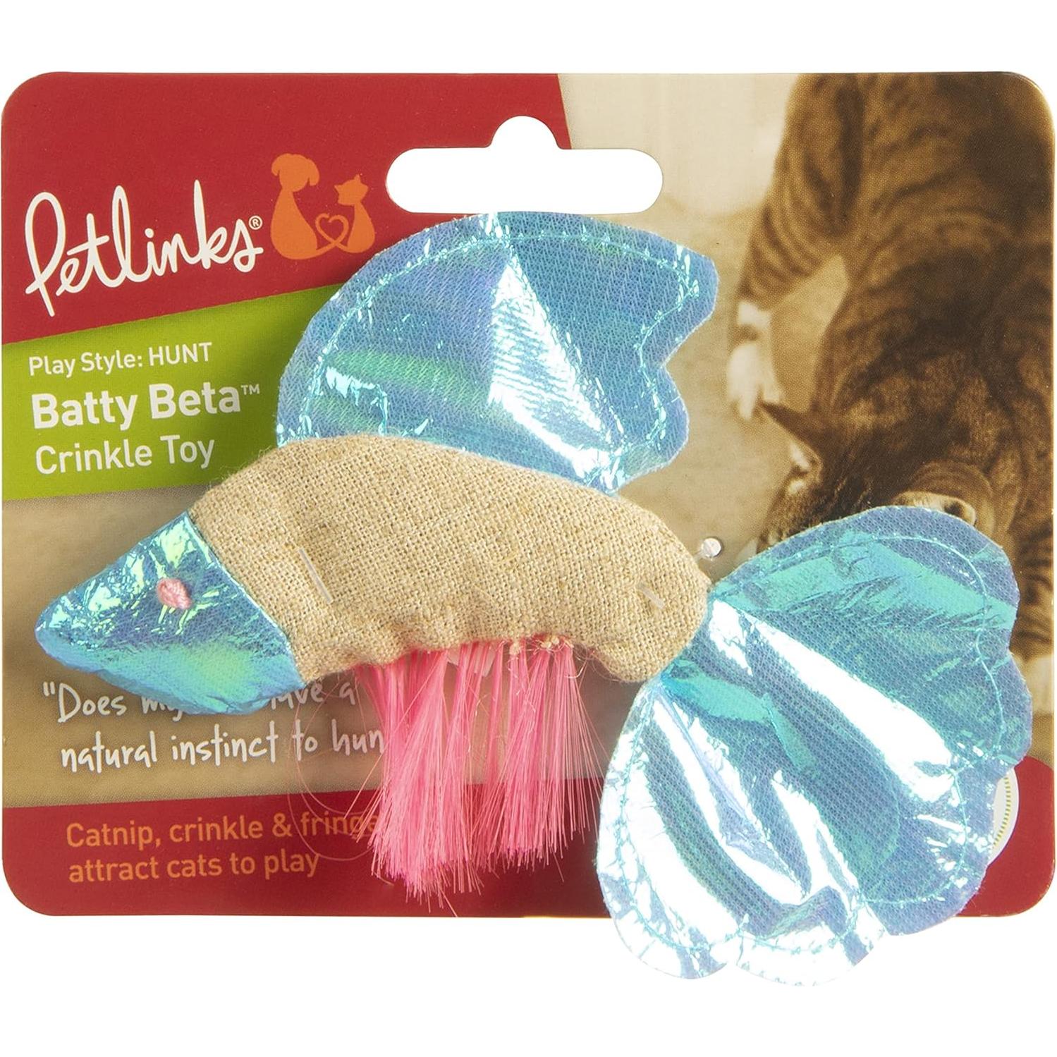 Juguete para Gato Petlinks Batty Beta Fish Crinkle - Beige/Azul