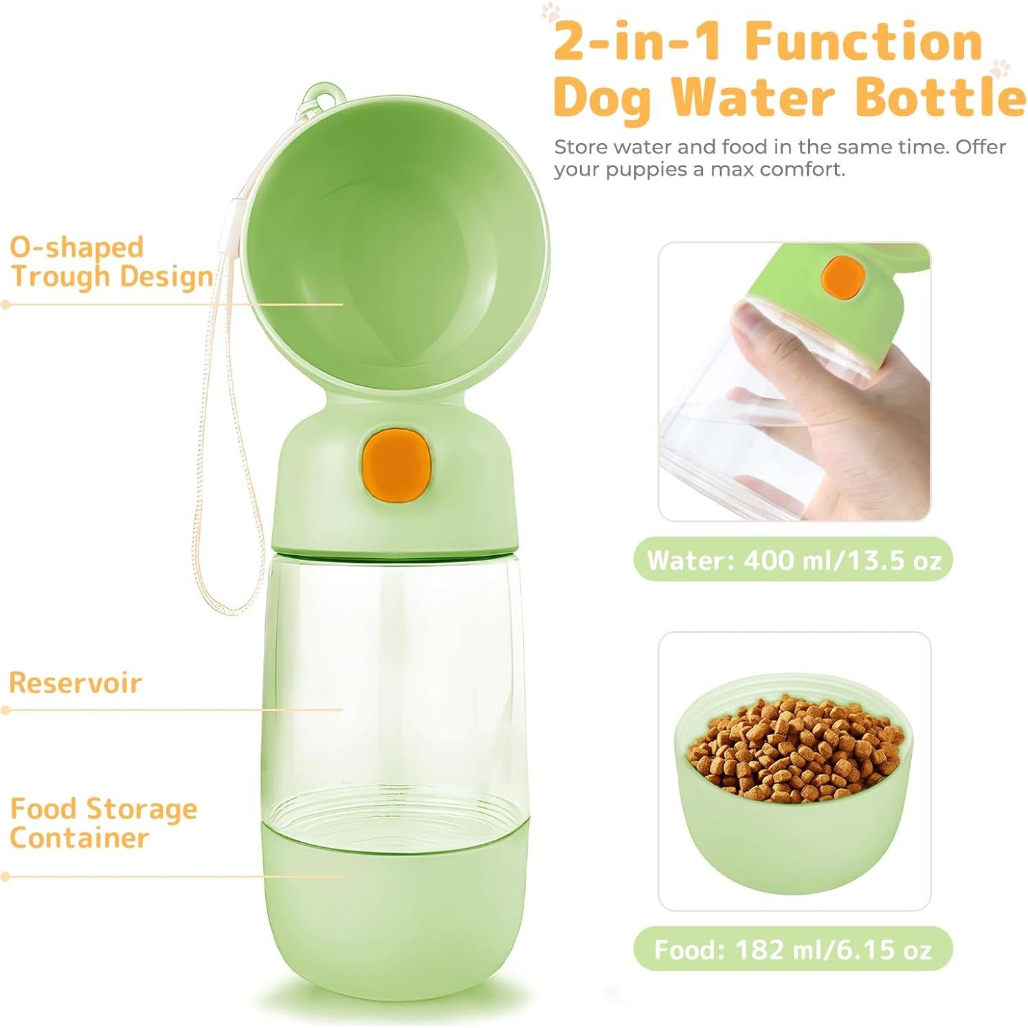 Botella de Agua para Perros BRIMFULITE 400ml Verde a Prueba de Fugas