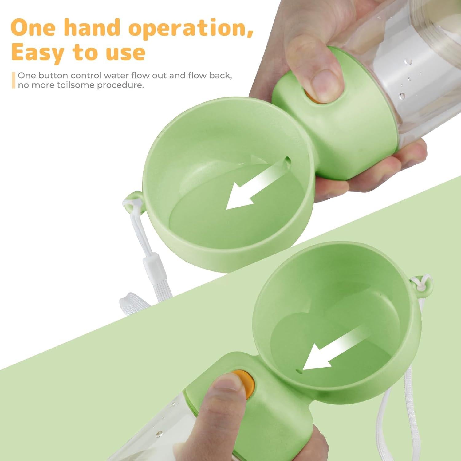 Botella de Agua para Perros BRIMFULITE 400ml Verde a Prueba de Fugas