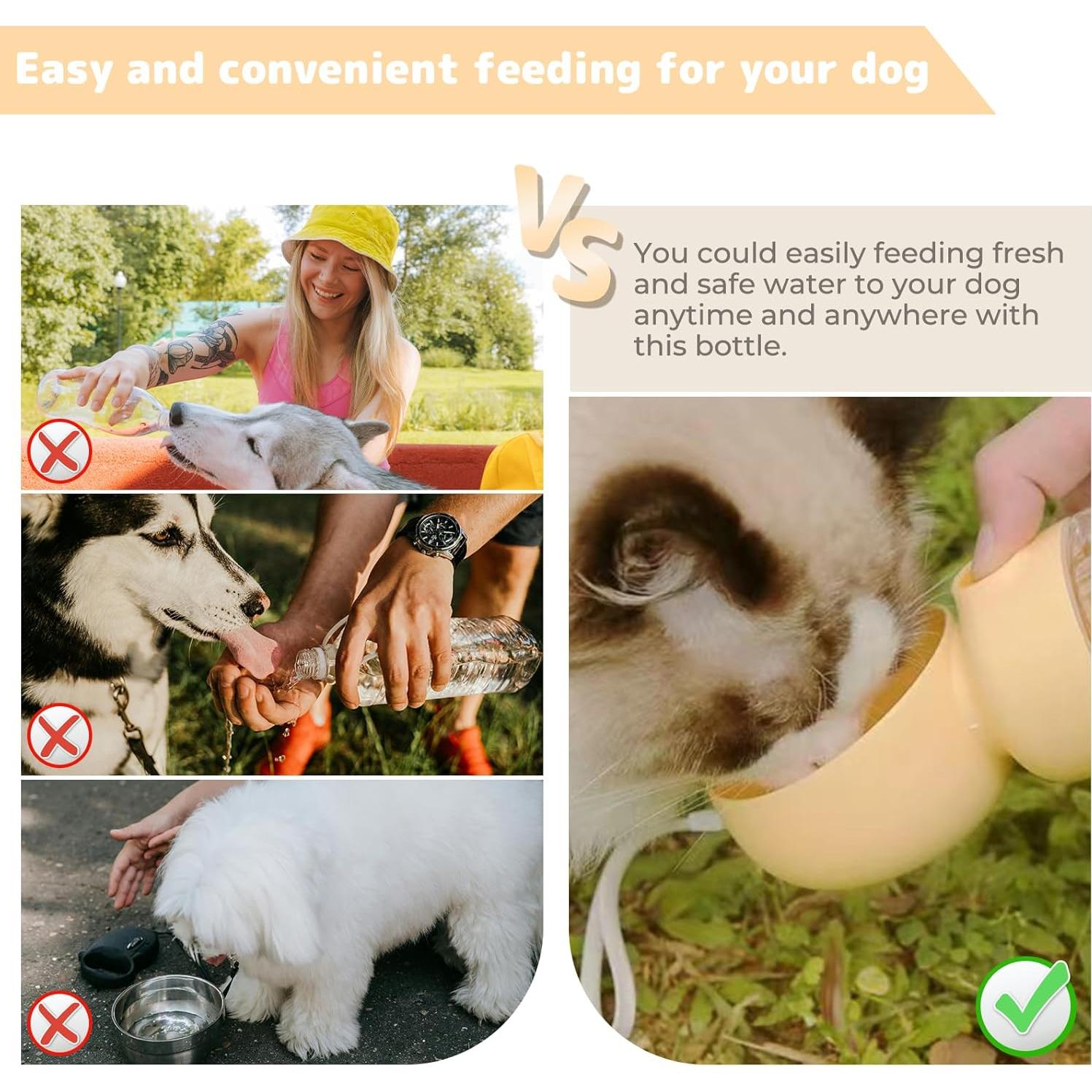 Botella de Agua para Perros BRIMFULITE 400ml Verde a Prueba de Fugas