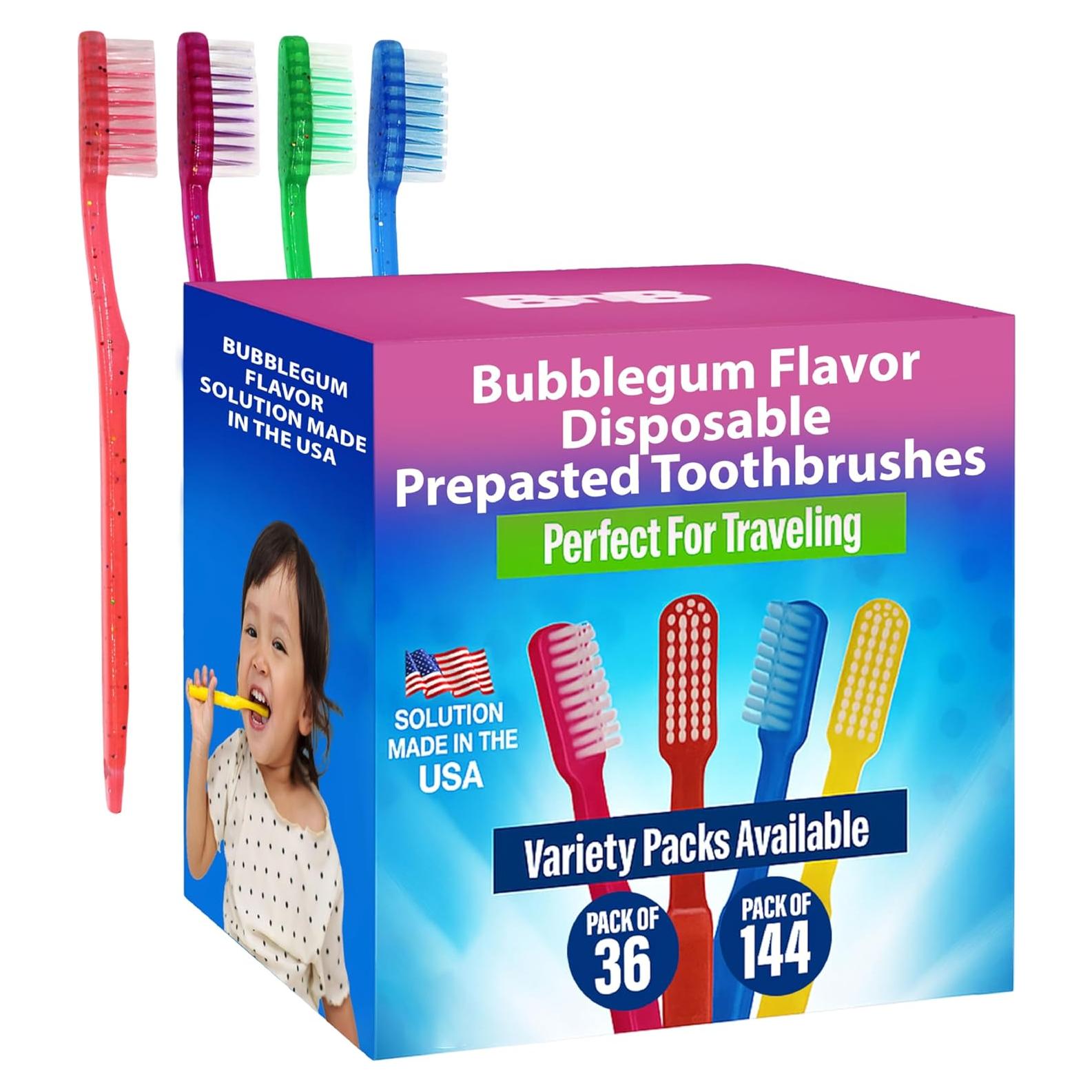 144 Cepillos de Dientes Desechables Chicle Bottles N Bags