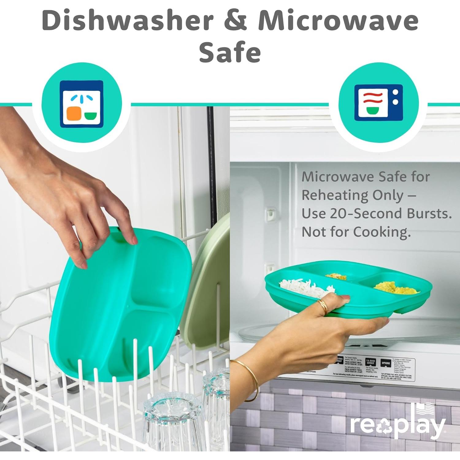 Platos Divididos Re-Play para Niños - Set de 3 Azul 19 cm