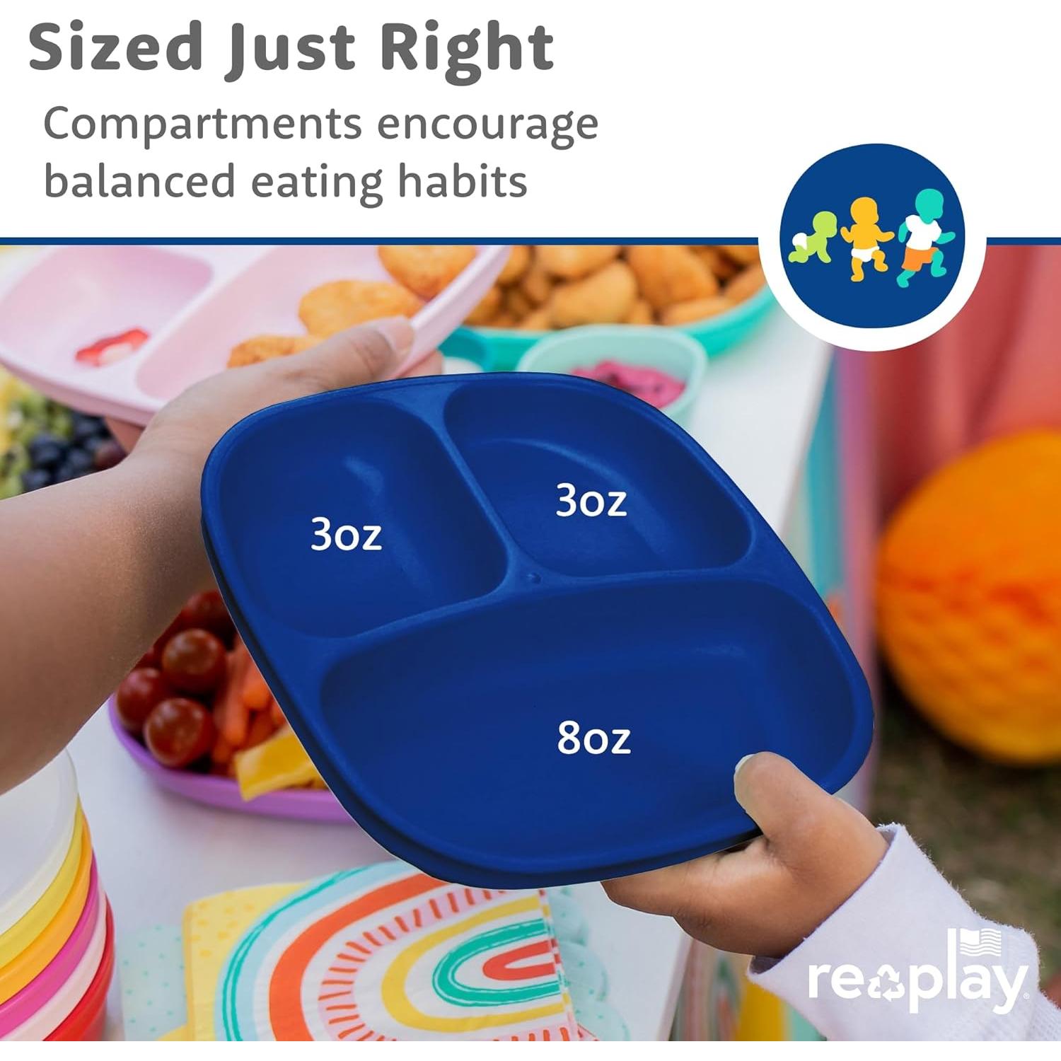 Platos Divididos Re-Play para Niños - Set de 3 Azul 19 cm