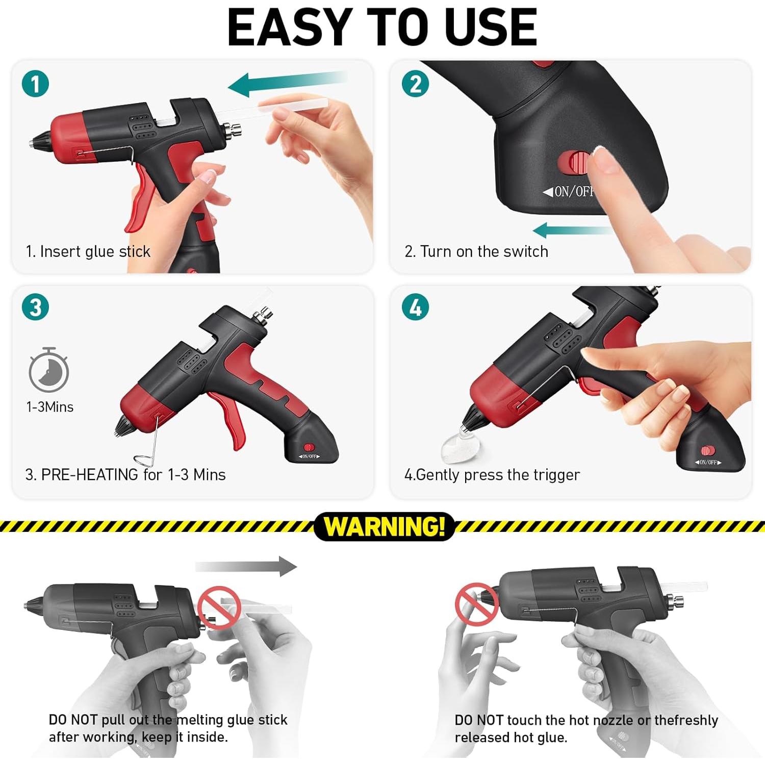 Pistola de Pegamento Caliente Inalámbrica DajiZynx 20W 30 Barras
