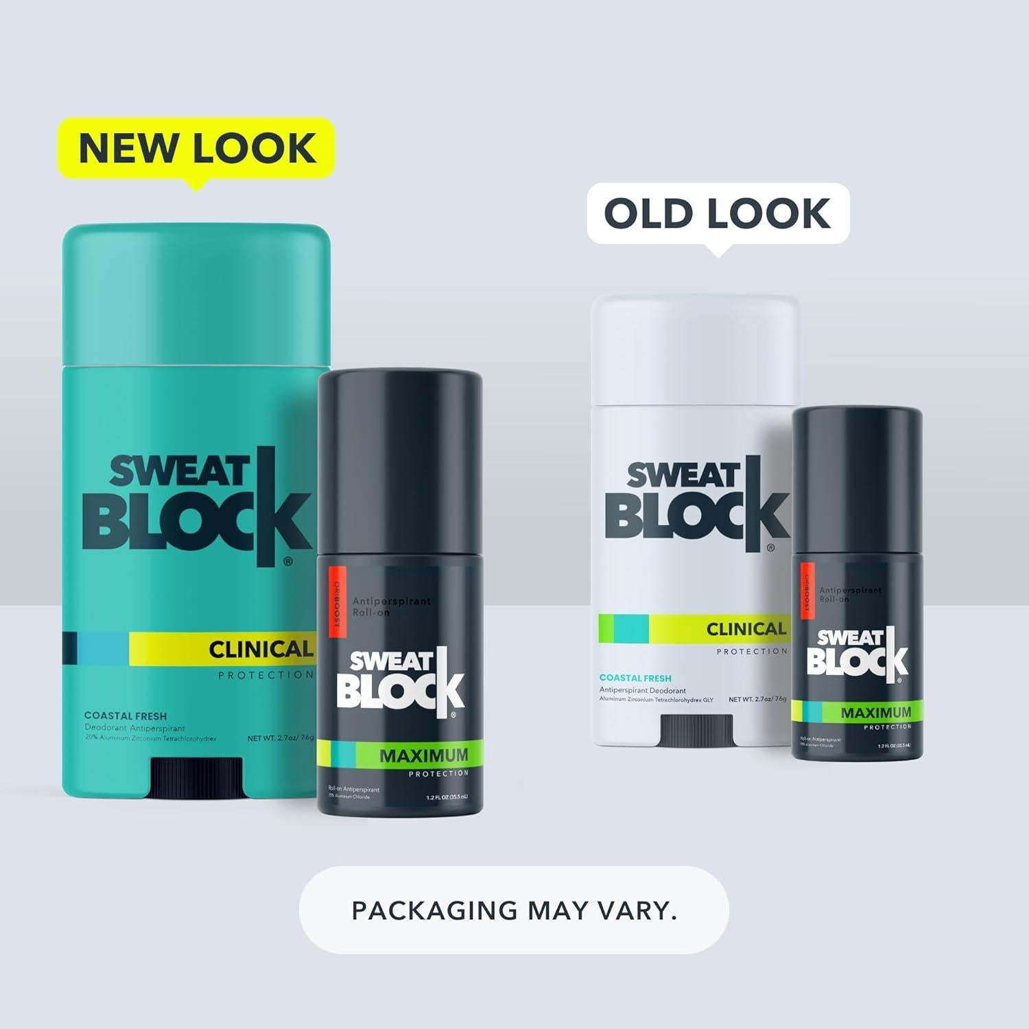 Kit Antitranspirante SweatBlock 1.2 oz Roll-On + 76.5 g Stick