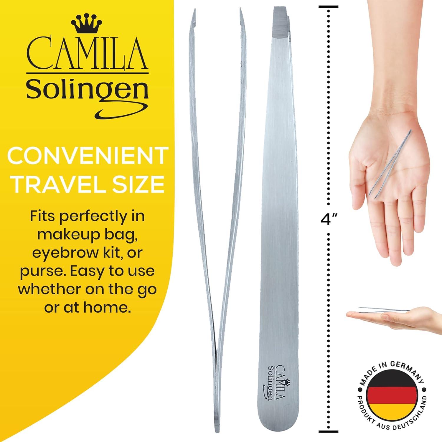 CS26 4" Professional Surgical Grade Stainless Steel Precision Tip Eyebrow Tweezers for Facial Hair Shaping & Removal. Beauty Tool for Men/Women. Made in Solingen Germany (Straight)