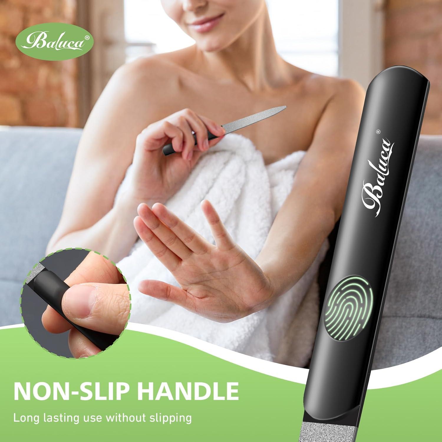 Lima de Uñas de Diamante BALUCA - Acero Inoxidable, 2 Piezas