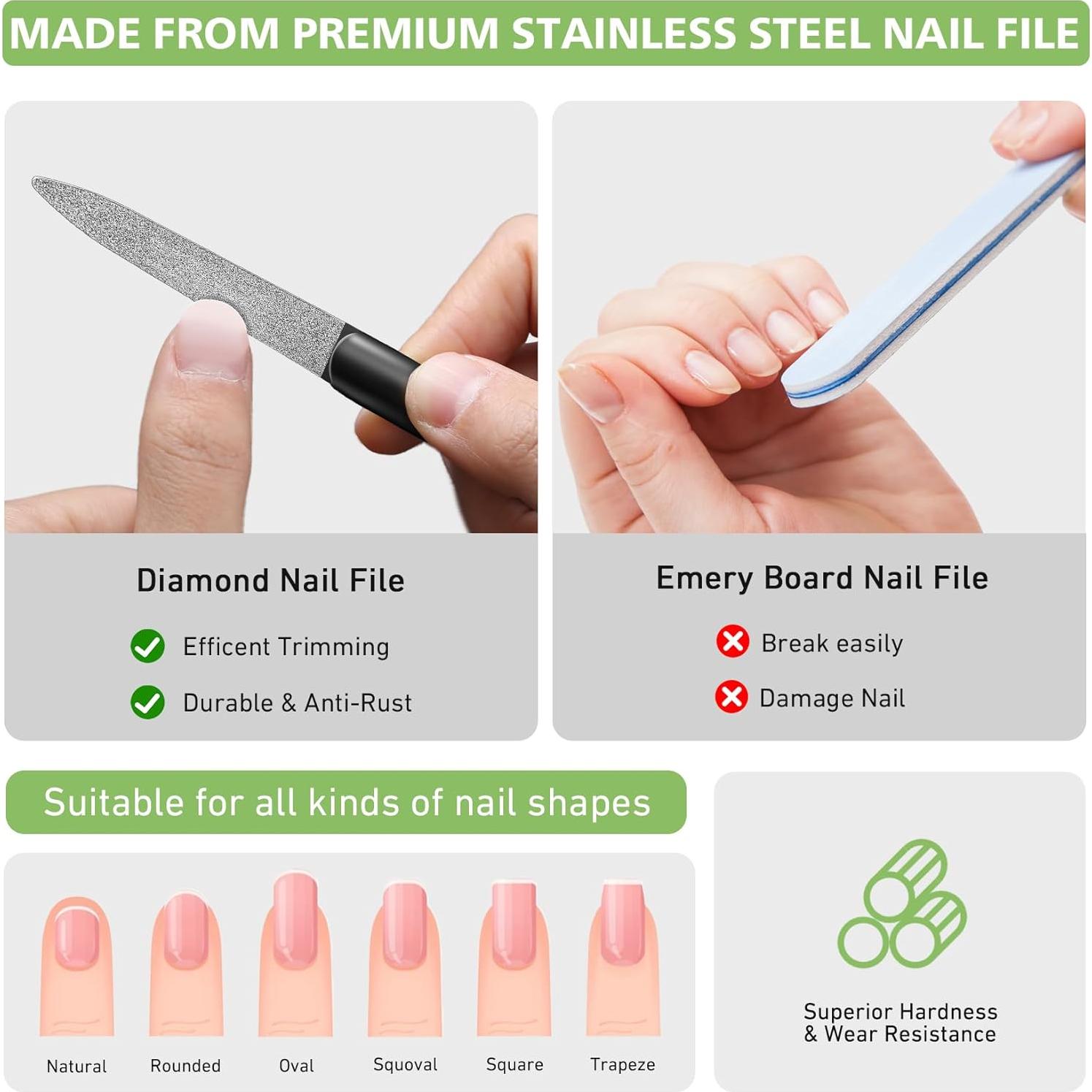 Lima de Uñas de Diamante BALUCA - Acero Inoxidable, 2 Piezas