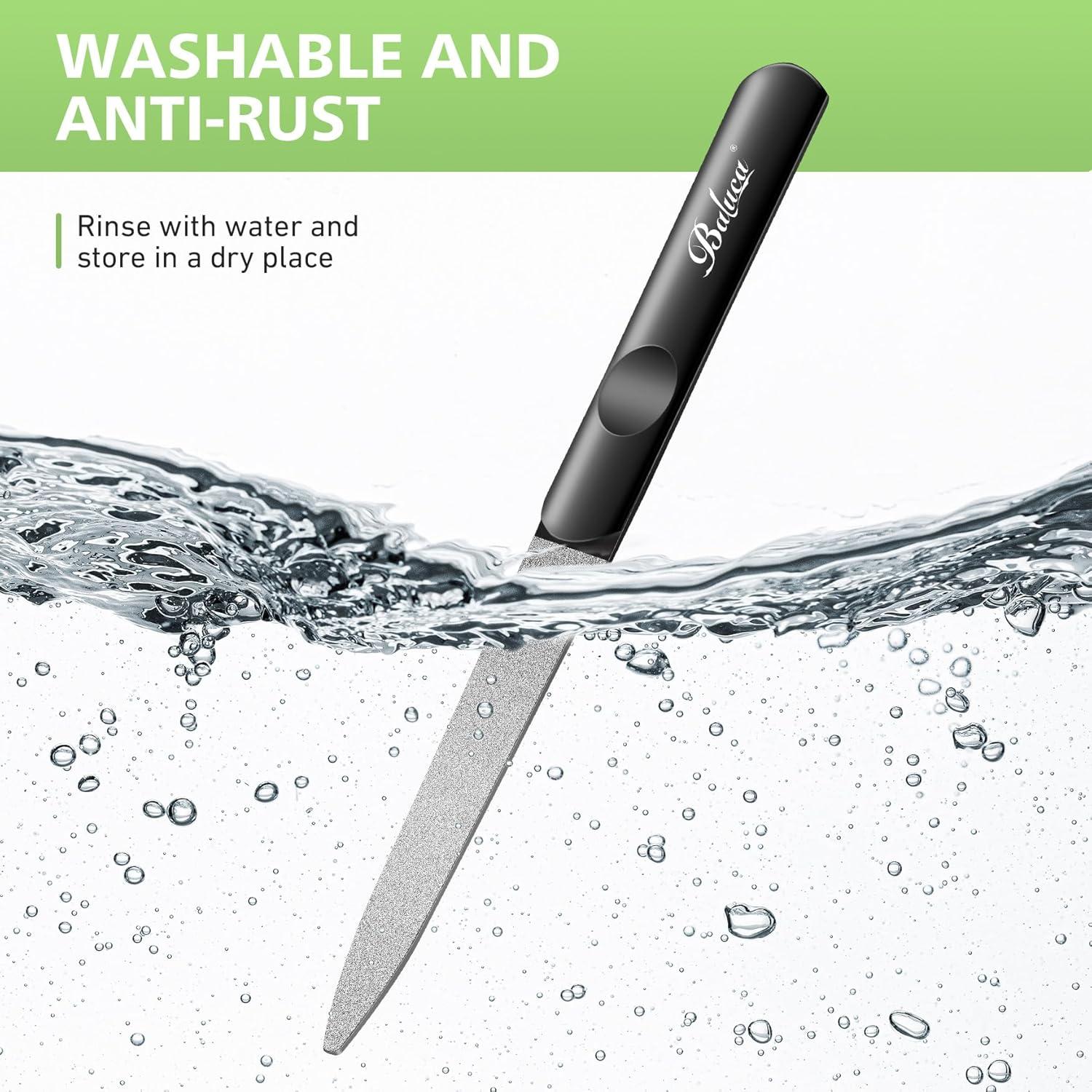 Lima de Uñas de Diamante BALUCA - Acero Inoxidable, 2 Piezas