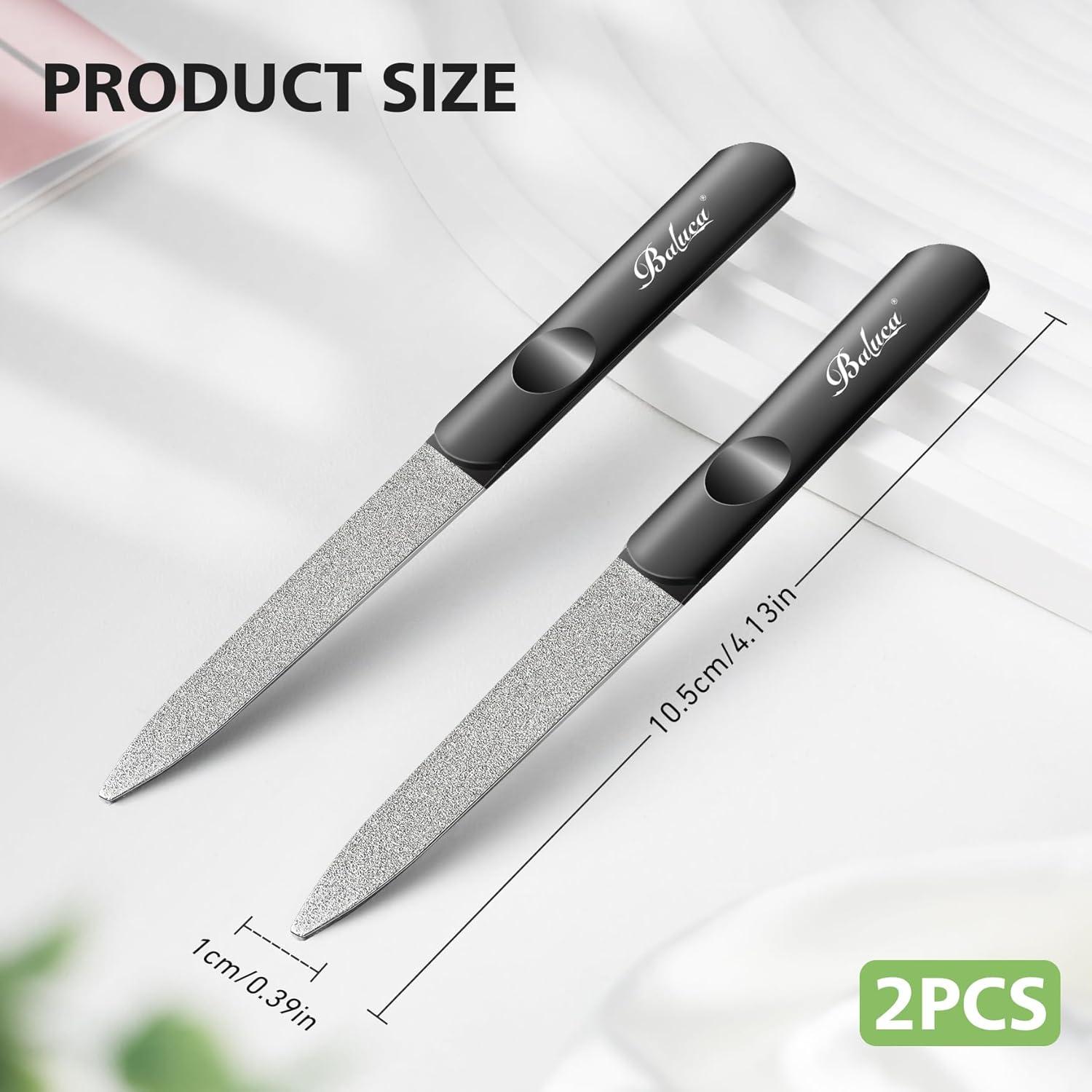 Lima de Uñas de Diamante BALUCA - Acero Inoxidable, 2 Piezas