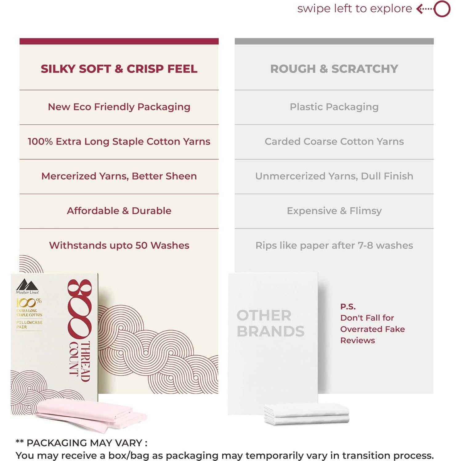 Juego de Fundas de Almohada Mayfair Linen 800 Hilos Queen 2 Pzas