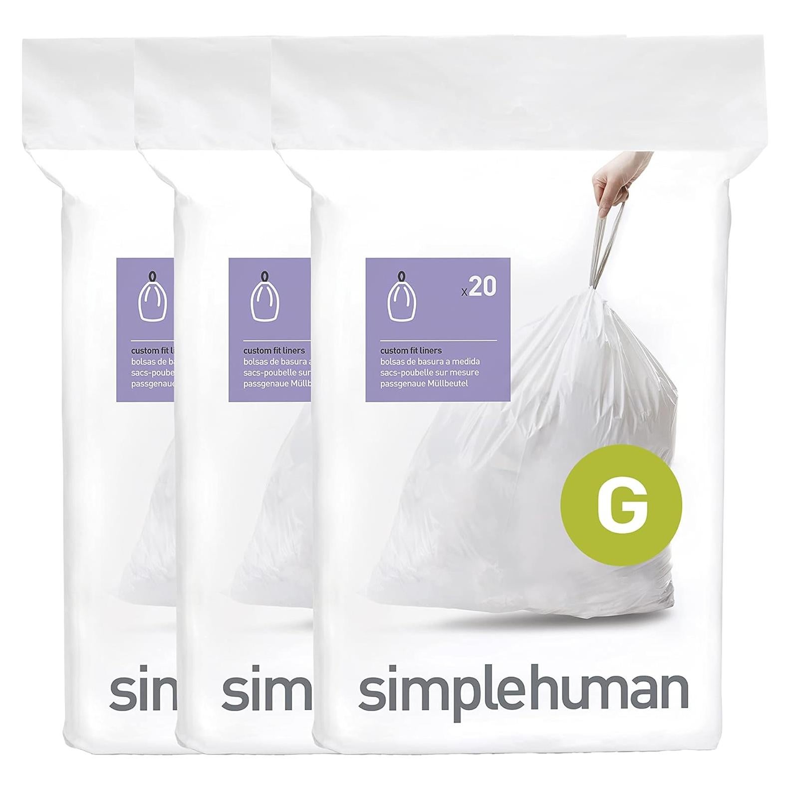 Bolsas de Basura Ajustadas simplehuman Código G 30L 60 Contar