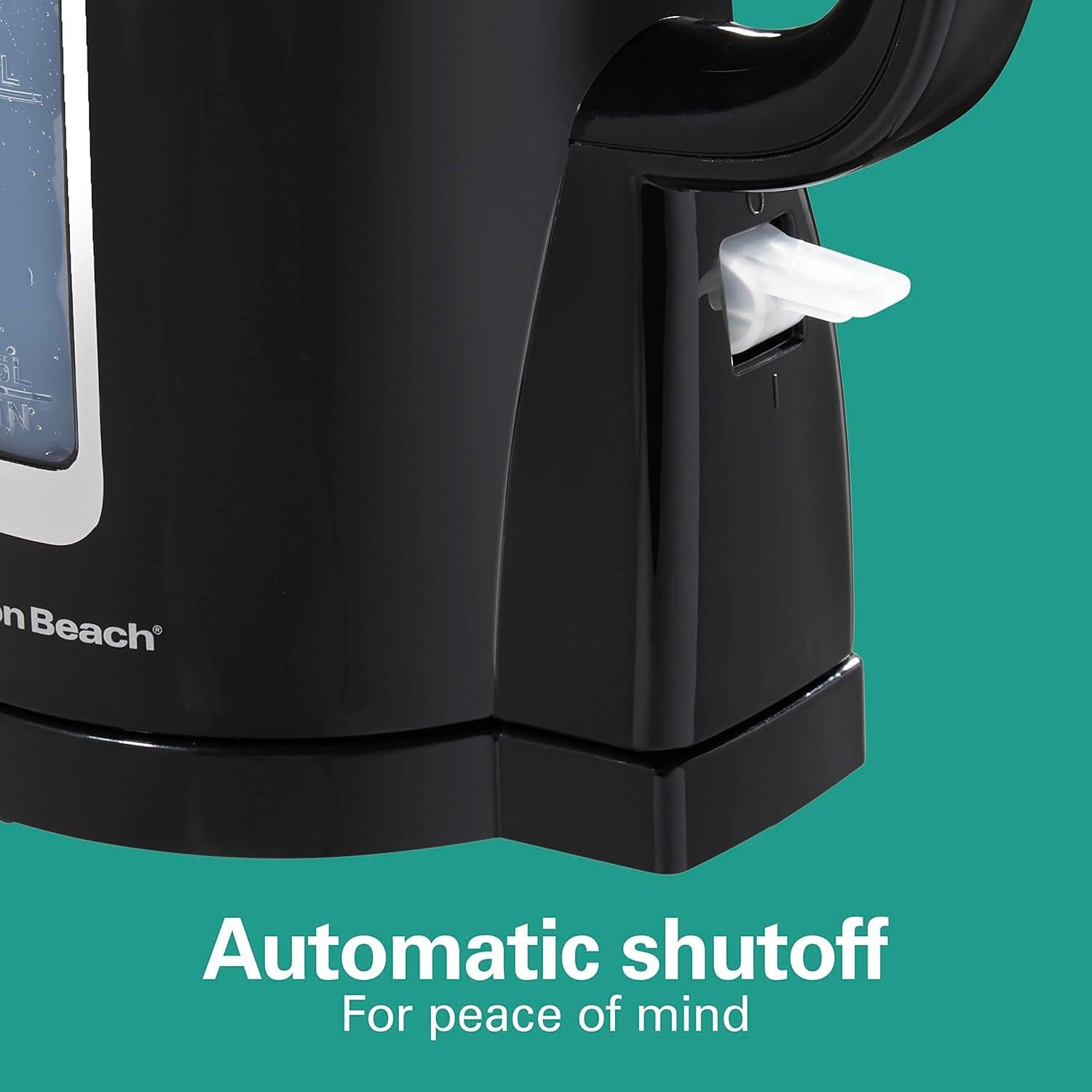 Hervidor Eléctrico Hamilton Beach 1.7L Negro, Apagado Automático