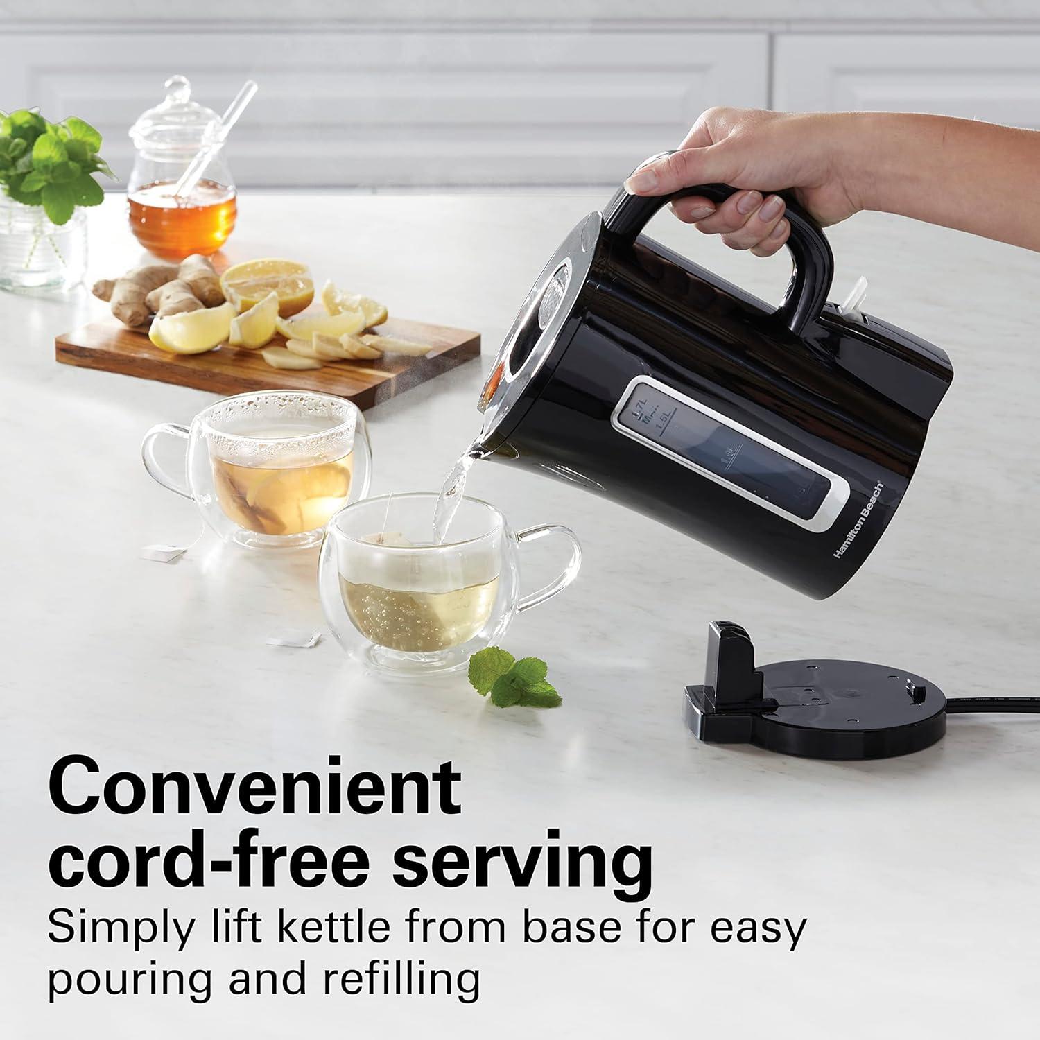 Hervidor Eléctrico Hamilton Beach 1.7L Negro, Apagado Automático