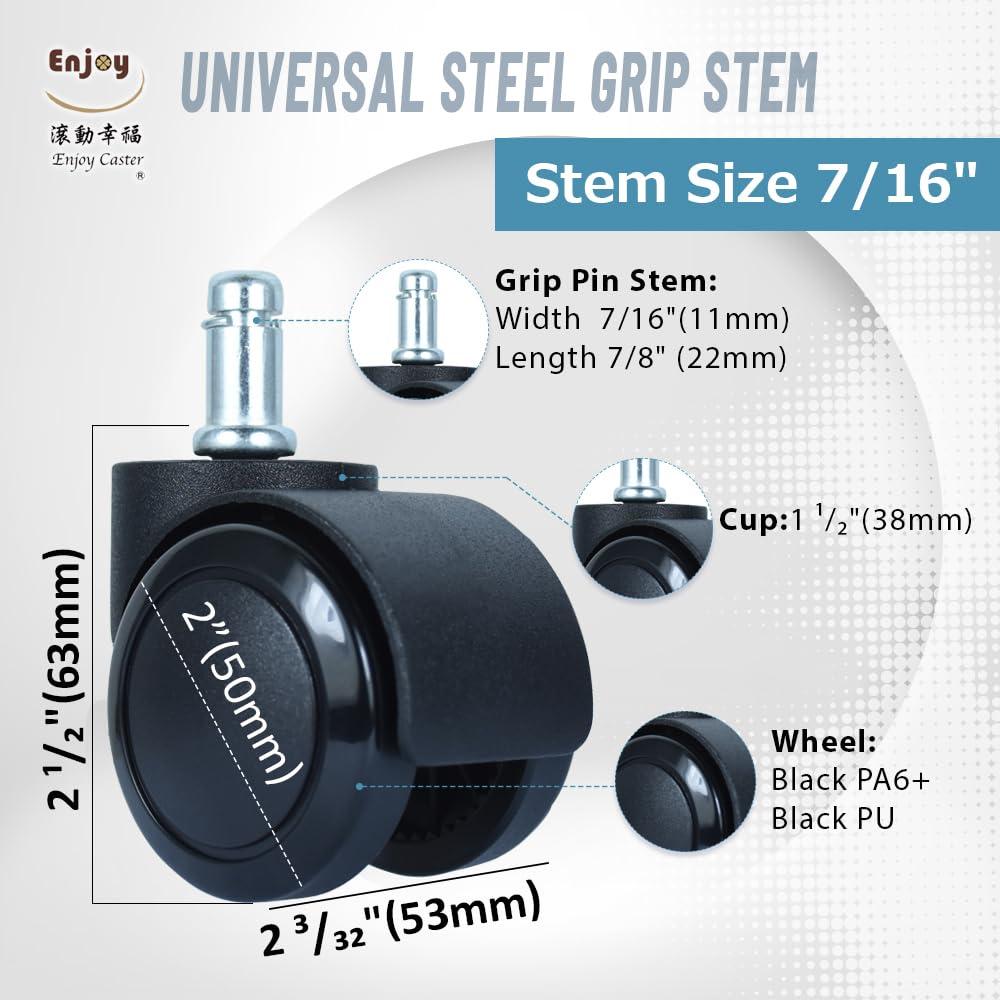 Ruedas Enjoy Caster 2" para Silla de Oficina - Poliuretano