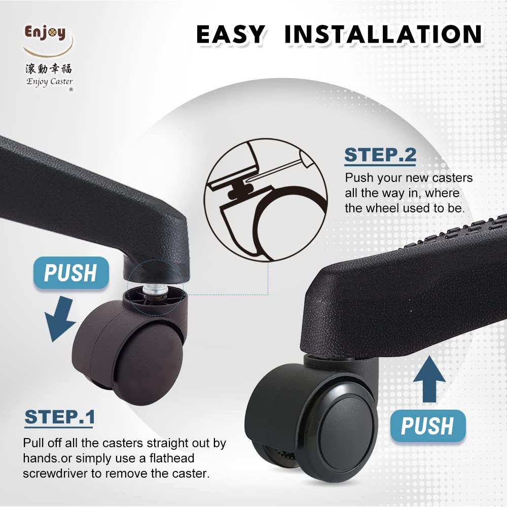 Ruedas Enjoy Caster 2" para Silla de Oficina - Poliuretano