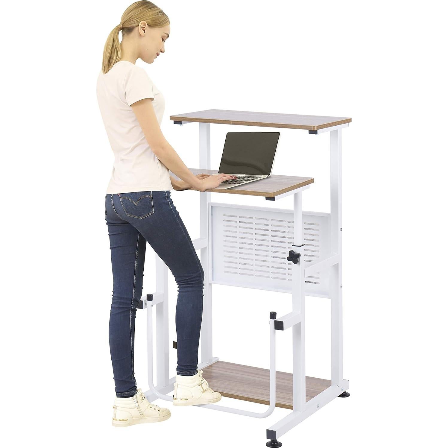 Escritorio de pie ajustable SDADI con reposapiés oscuro 98cm