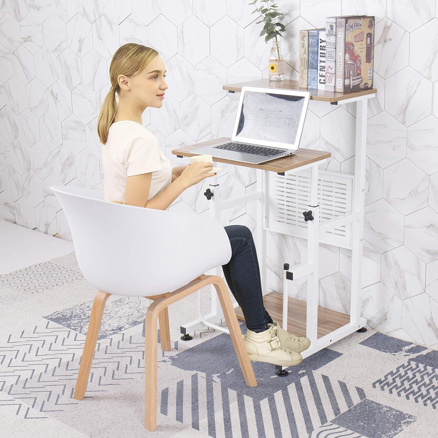 Escritorio de pie ajustable SDADI con reposapiés oscuro 98cm