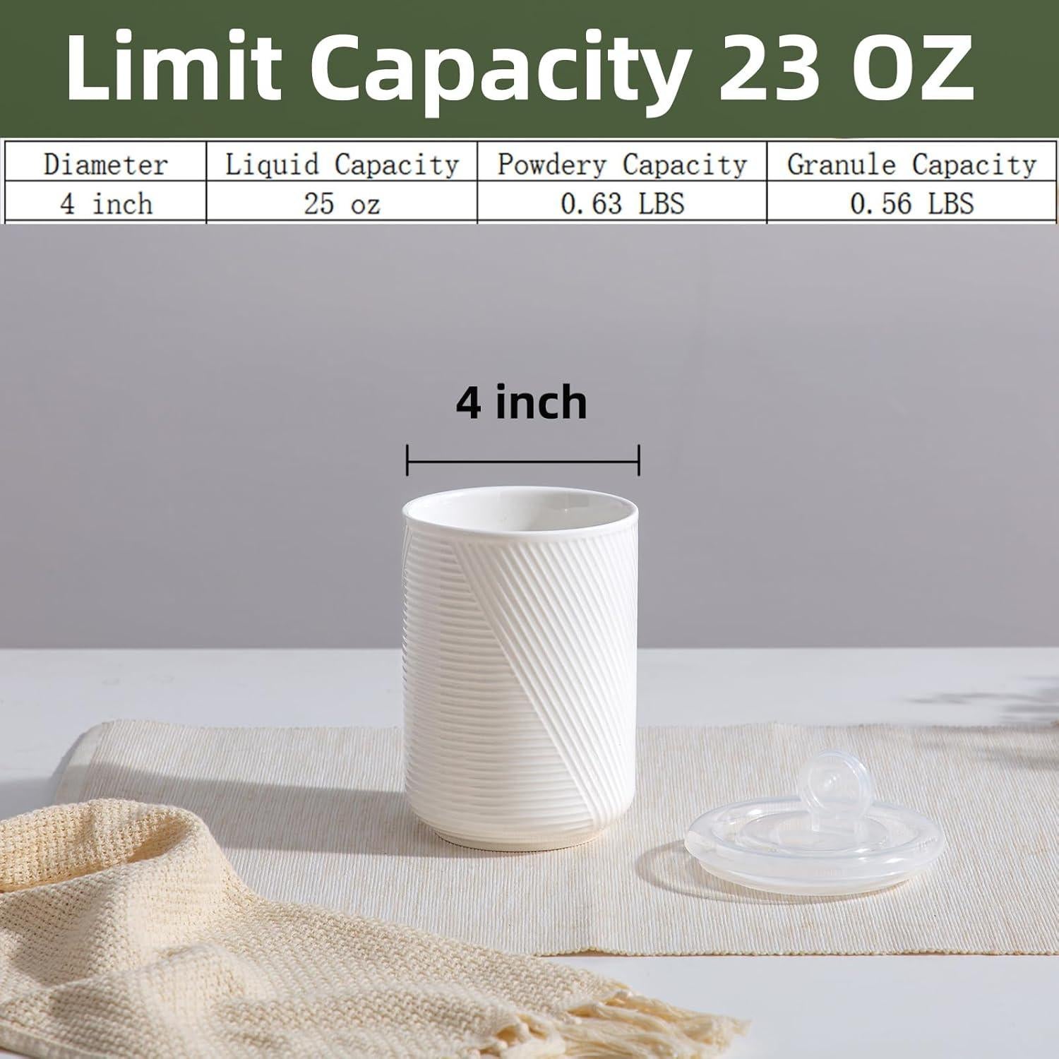 Tarros de Almacenamiento de Cerámica Herméticos 651 g - Blanco