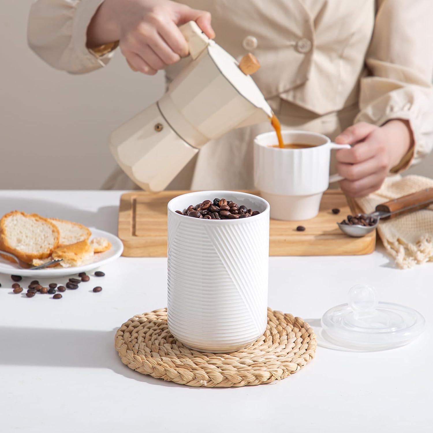 Tarros de Almacenamiento de Cerámica Herméticos 651 g - Blanco