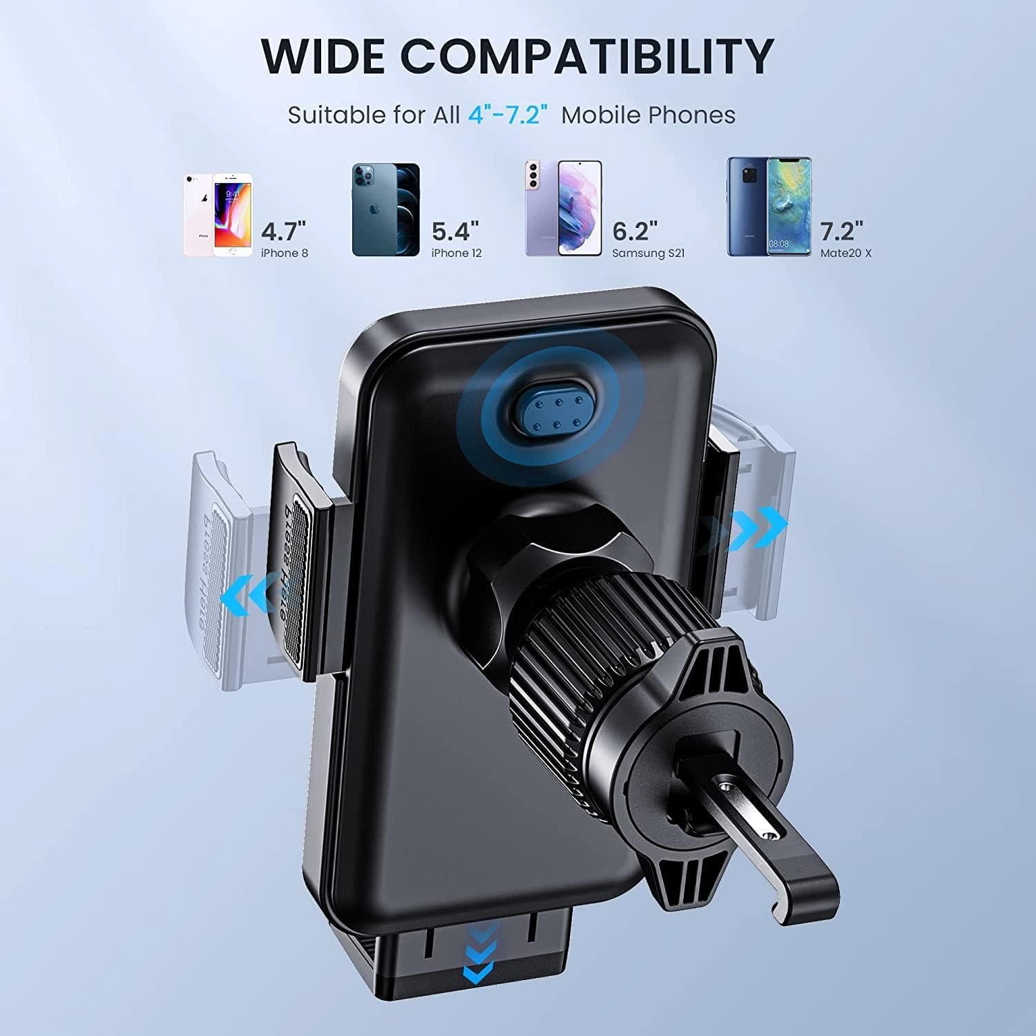 Car Vent Phone Mount for Car [Military-Grade Hook Clip] Phone Stand for Car [Thick Cases Friendly] Air Vent Clip Cell Phone Holder for Smartphone, iPhone, Automobile Cradles Universal