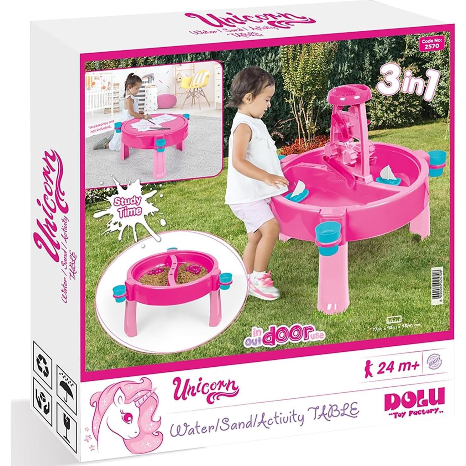Mesa de Actividad 3-en-1 Dolu Unicornio Rosa 98x98cm