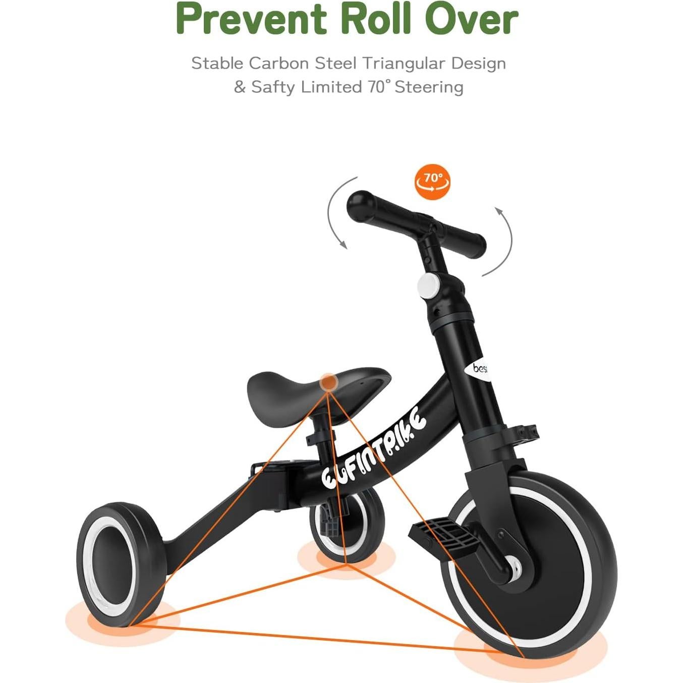 Triciclo Besrey 3 en 1 para Niños 10 Meses a 4 Años