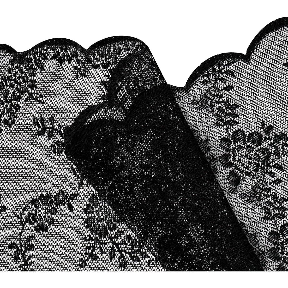 Cortinas de Encaje Negro Lotusolution 140 x 137 cm Juego de 2