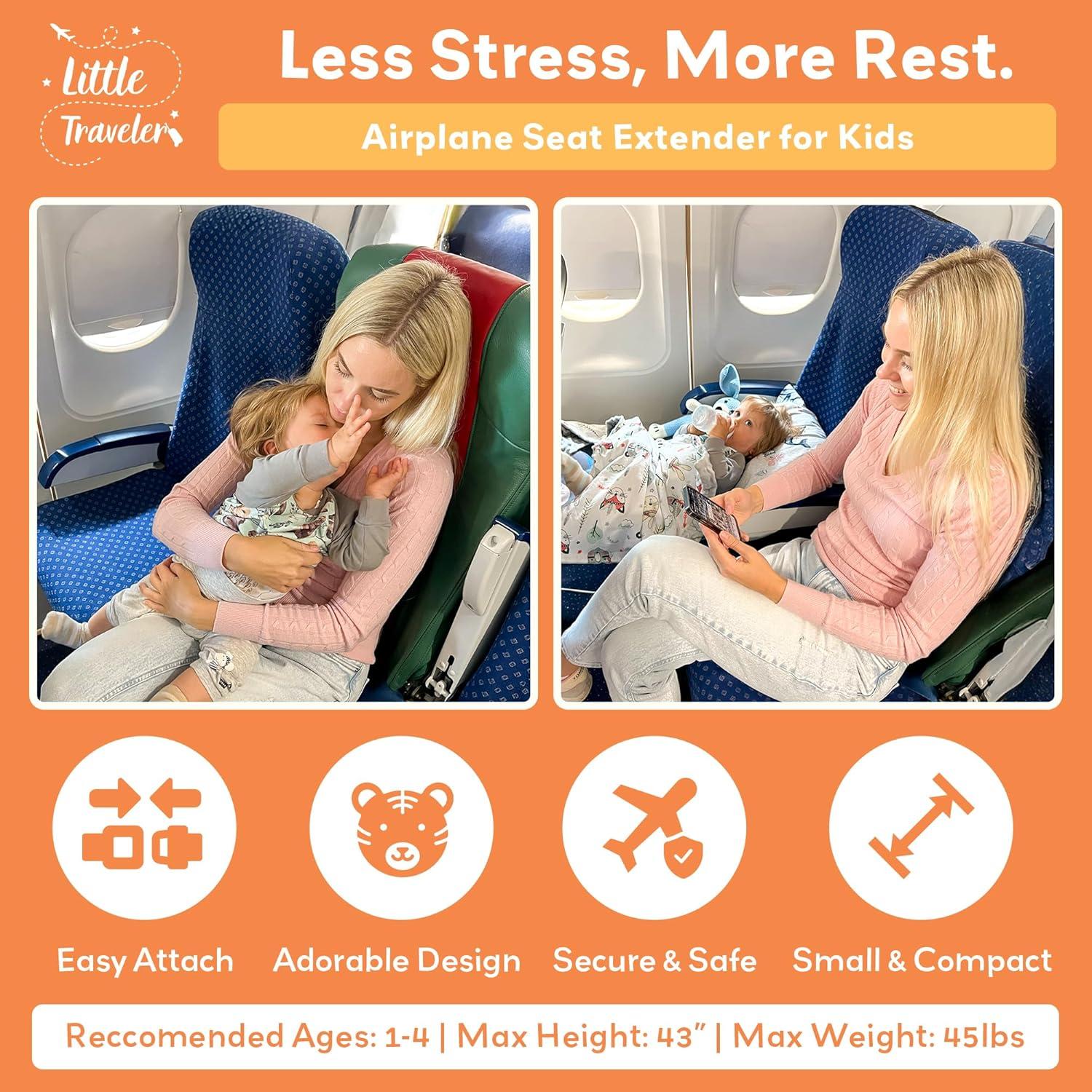 Cama de avión para niños Little Traveler - Gris, 1 a 4 años