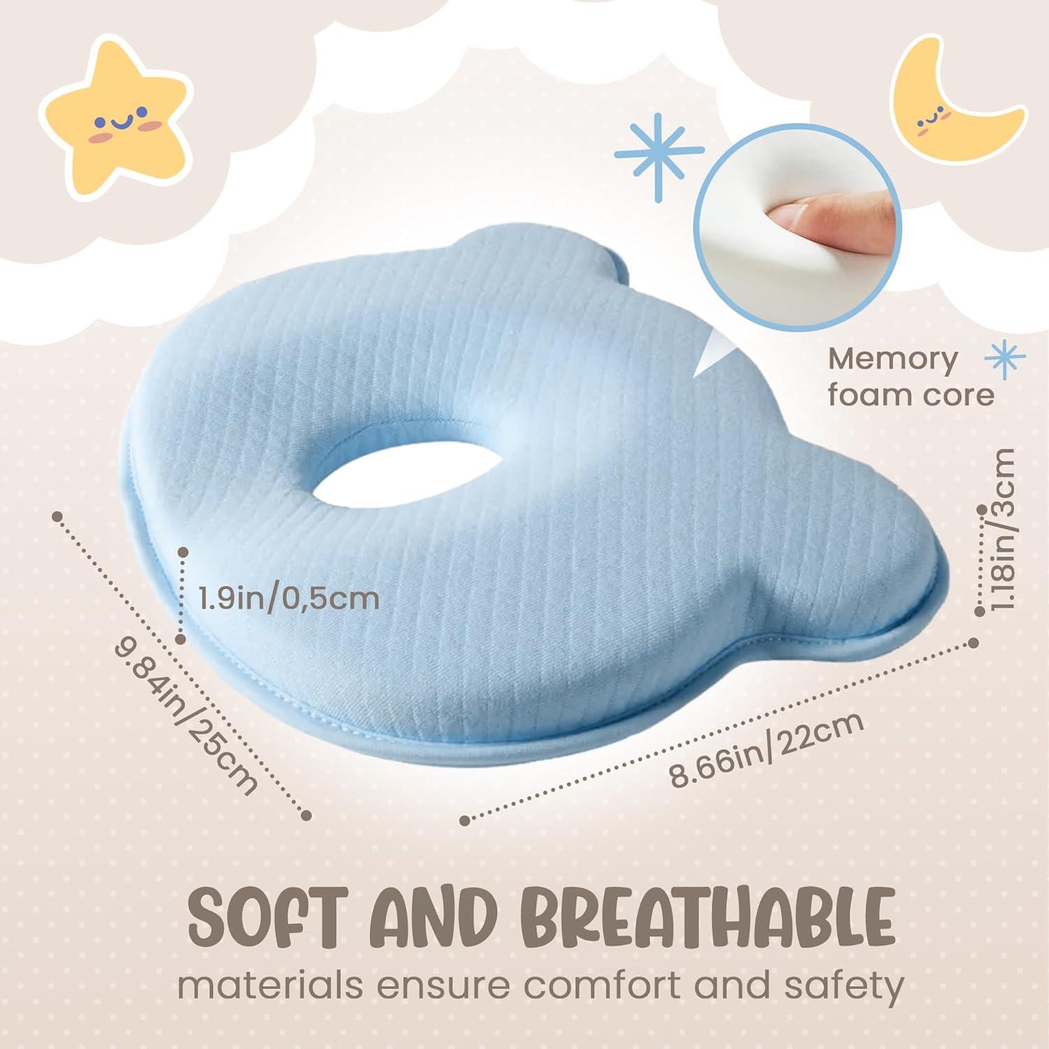Almohada Suave MarBoost para Bebés con Espuma Viscoelástica Azul